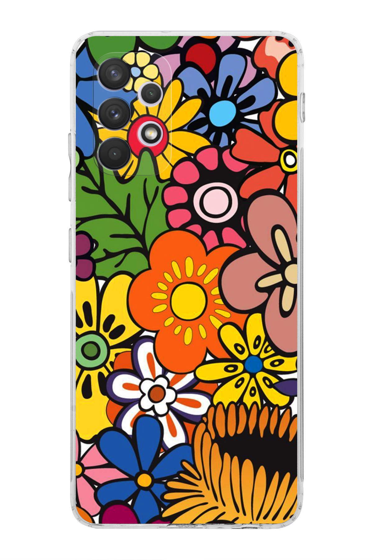 Samsung Galaxy A32 ile Uyumlu Retro Color 2 Kamera Korumalı Şeffaf Kılıf