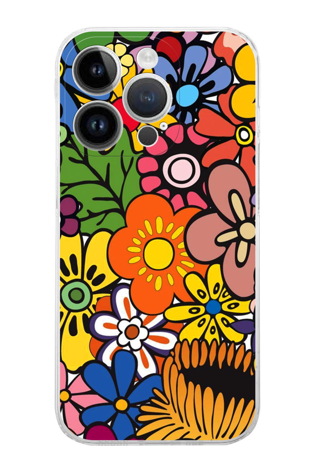 iPhone 14 Pro Max ile Uyumlu Retro Color 2 Kamera Korumalı Şeffaf Kılıf