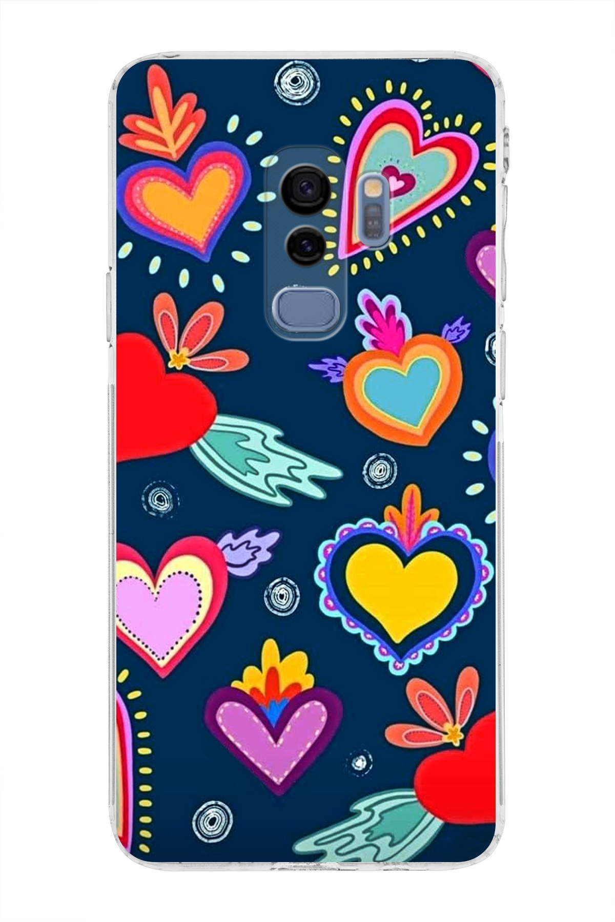 Samsung Galaxy S9 Plus ile Uyumlu Retro Color 3 Kamera Korumalı Şeffaf Kılıf