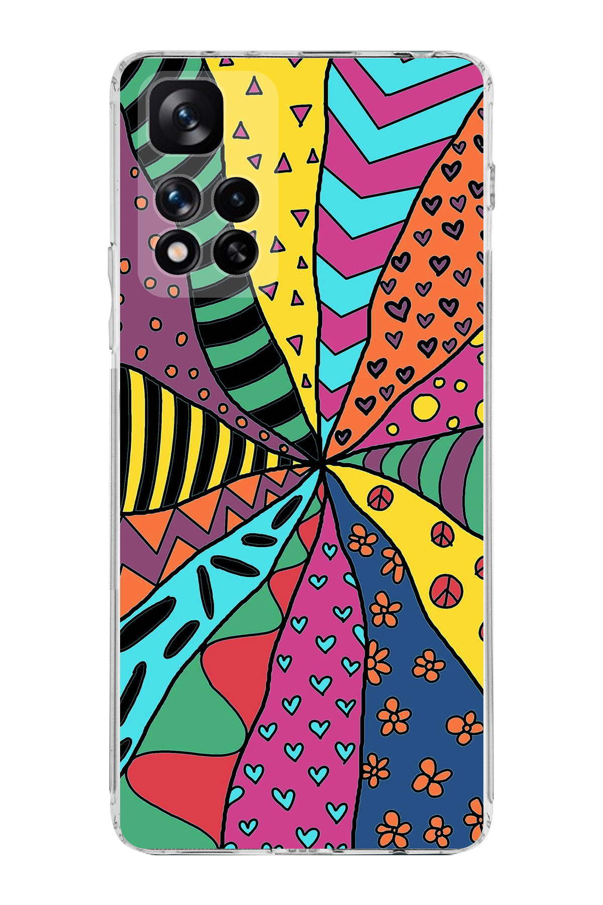 Xiaomi Redmi Note 11 Pro Plus 5G ile Uyumlu Retro Color 4 Kamera Korumalı Şeffaf Kılıf