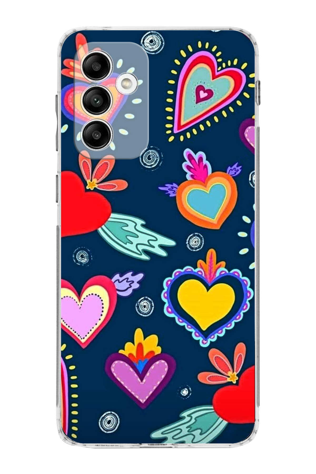 Samsung Galaxy M13 ile Uyumlu Retro Color 3 Kamera Korumalı Şeffaf Kılıf