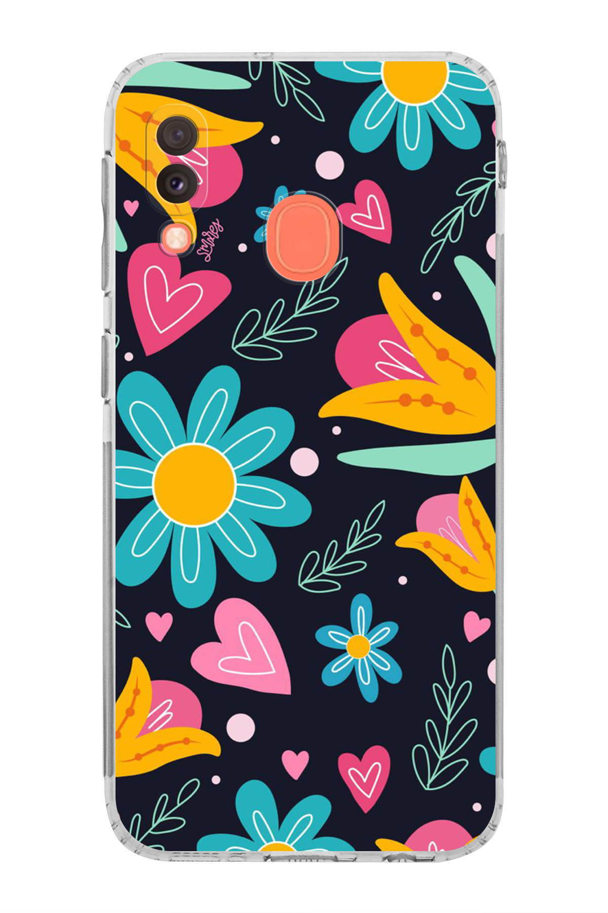 Samsung Galaxy A20e ile Uyumlu Retro Color 1 Kamera Korumalı Şeffaf Kılıf