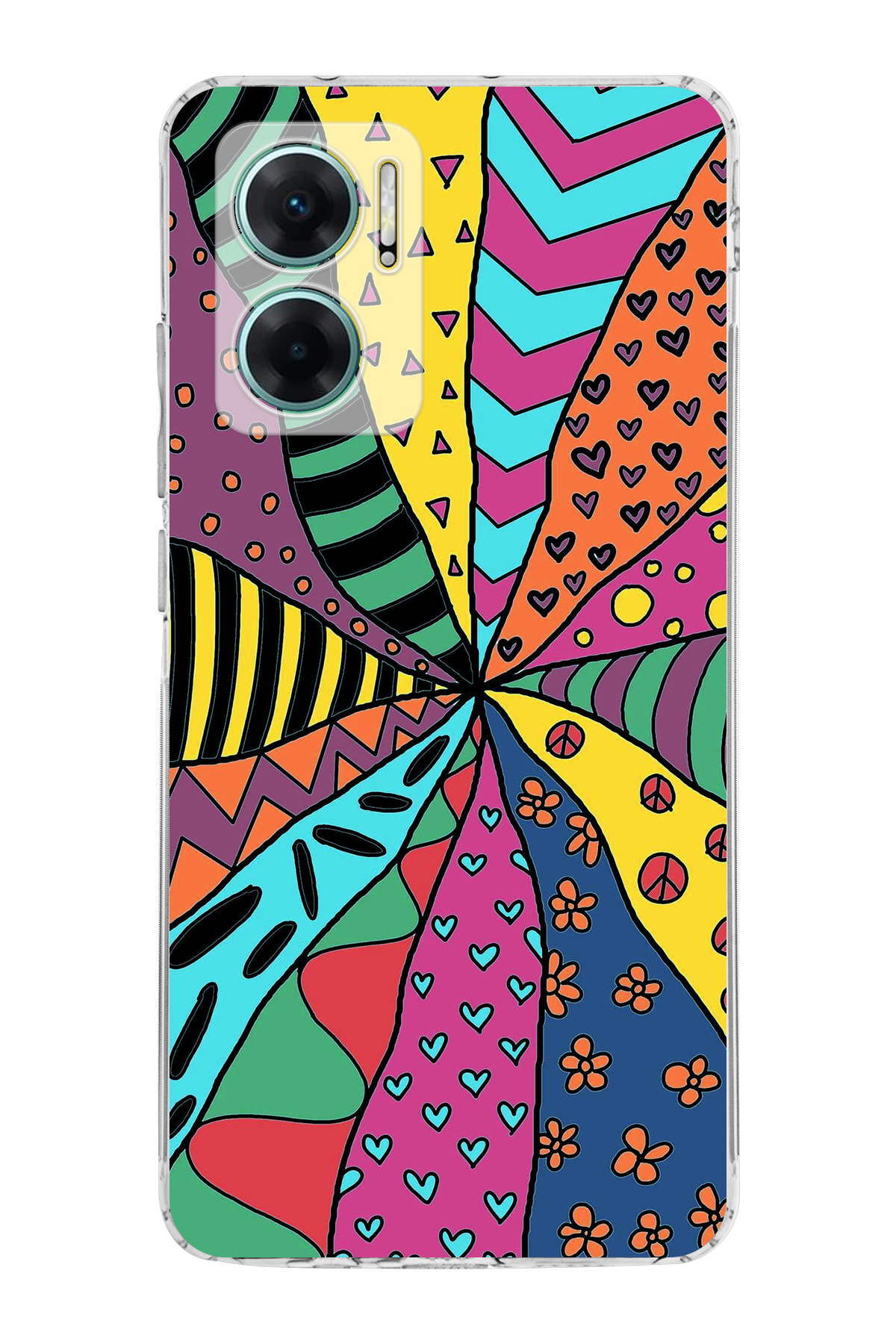 Xiaomi Redmi Note 11E ile Uyumlu Retro Color 4 Kamera Korumalı Şeffaf Kılıf