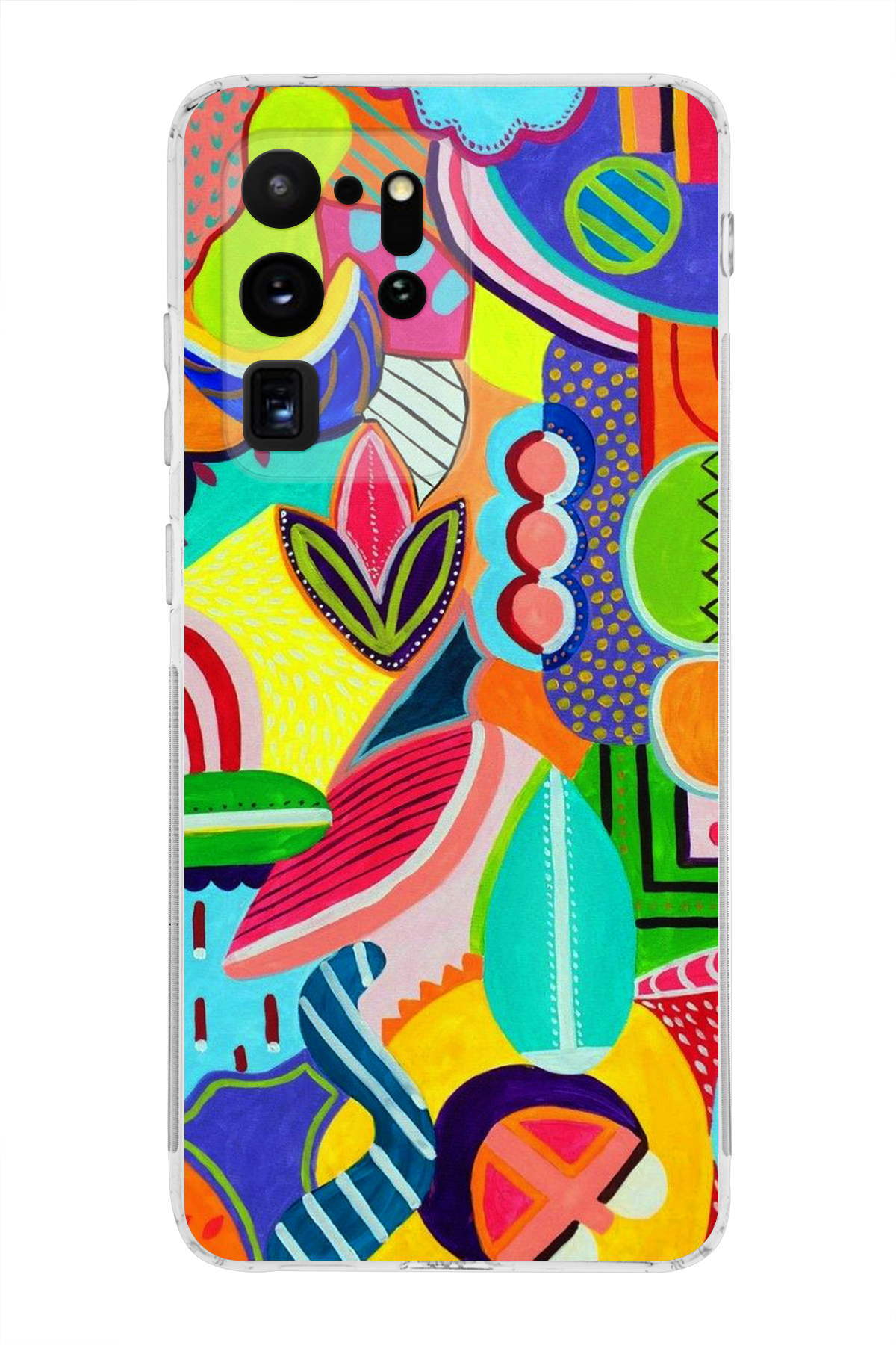 Samsung Galaxy S20 Ultra ile Uyumlu Retro Color 6 Kamera Korumalı Şeffaf Kılıf