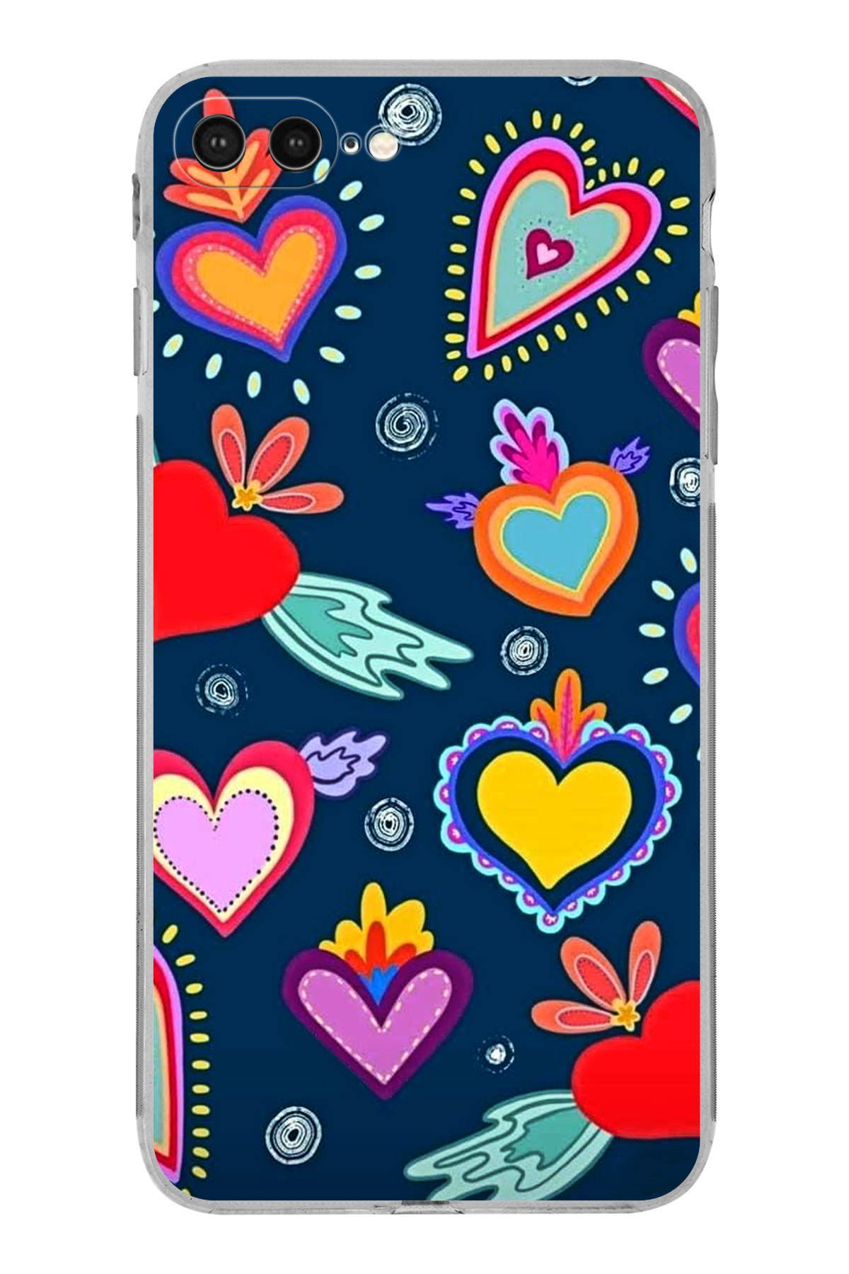 iPhone 7 Plus ile Uyumlu Retro Color 3 Kamera Korumalı Şeffaf Kılıf