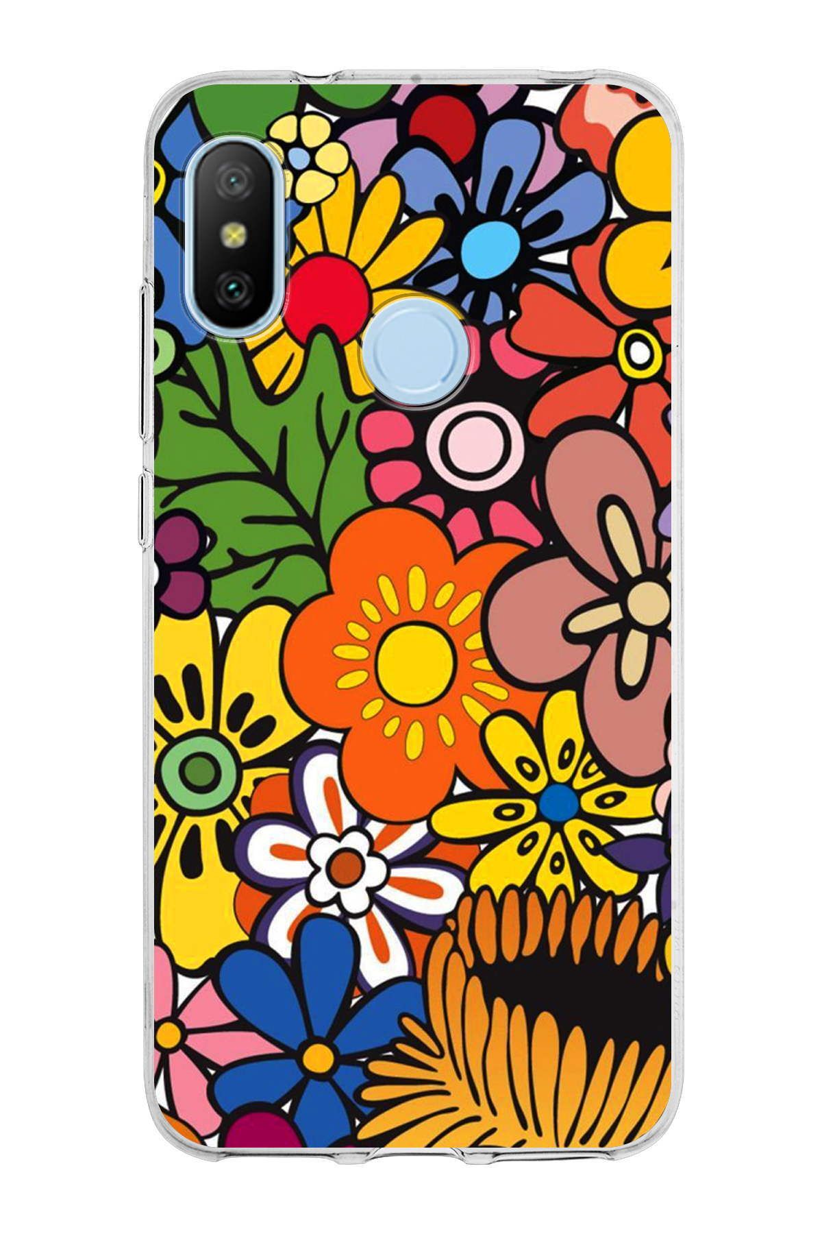 Xiaomi Mi A2 Lite ile Uyumlu Retro Color 2  Kamera Korumalı Şeffaf  Kılıf