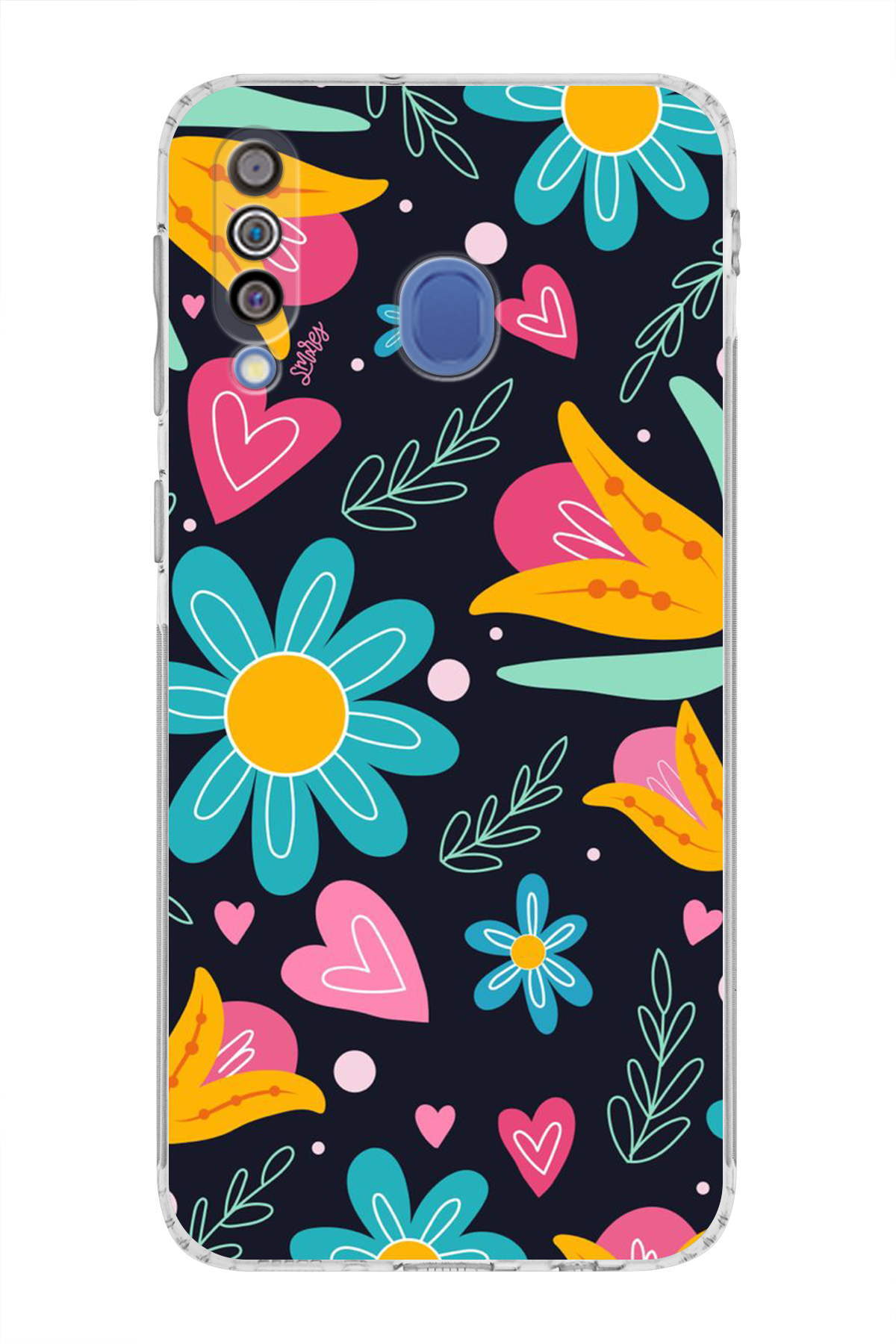 Samsung Galaxy M30 ile Uyumlu Retro Color 1 Kamera Korumalı Şeffaf Kılıf