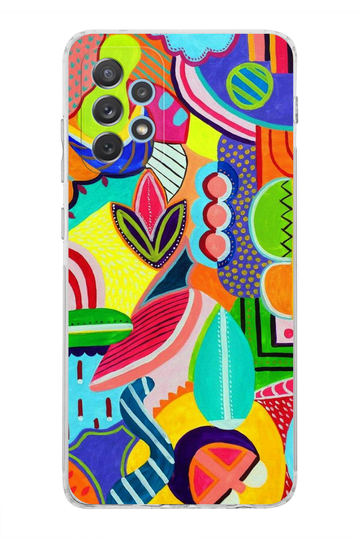 Samsung Galaxy A13 ile Uyumlu Retro Color 6 Kamera Korumalı Şeffaf Kılıf