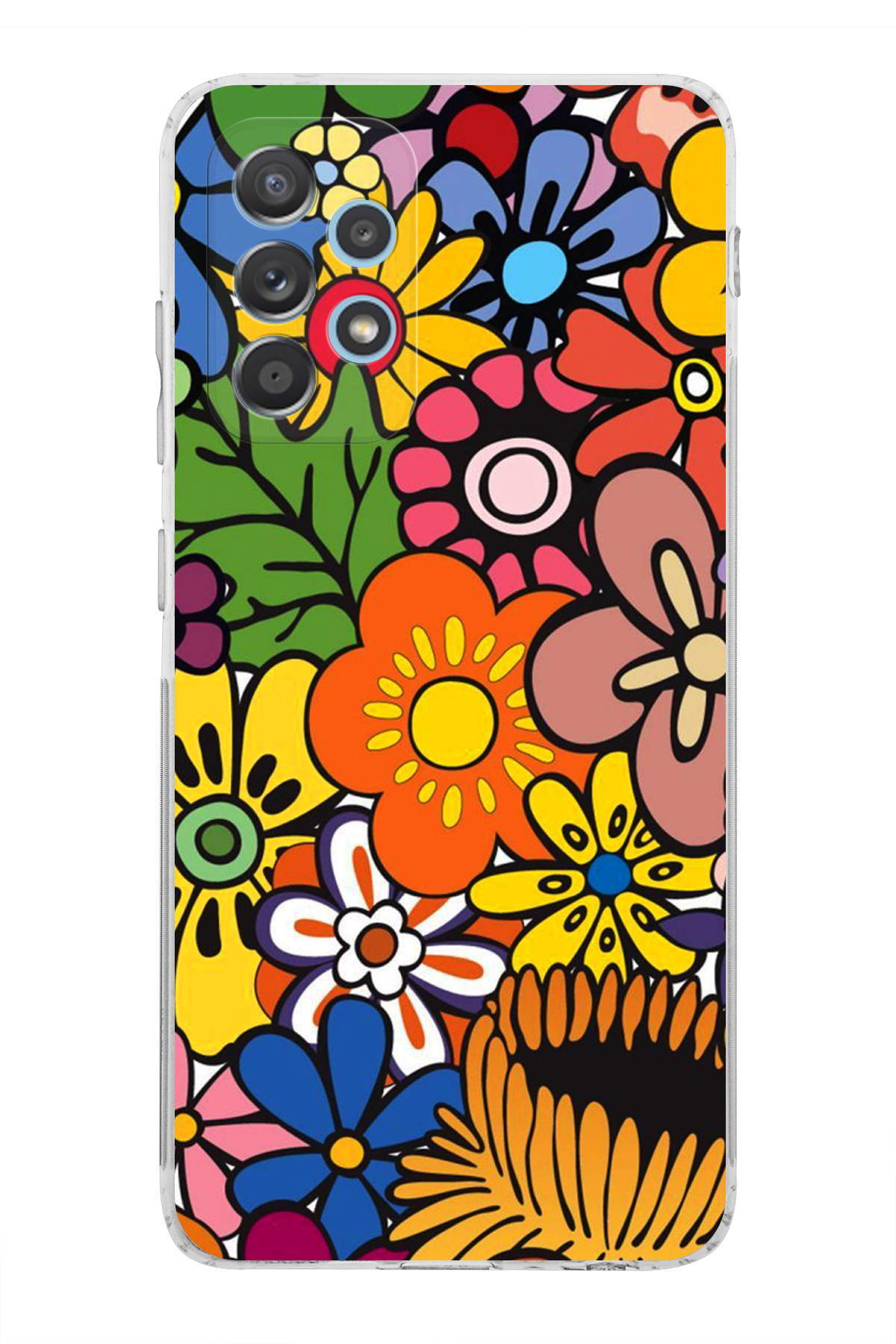 Samsung A52S 5G ile Uyumlu Retro Color 2 Kamera Korumalı Şeffaf Kılıf