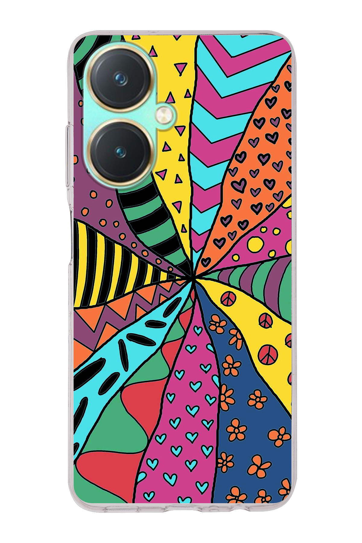 Vivo Y27 ile Uyumlu Retro Color 4 Kamera Korumalı Şeffaf Kılıf