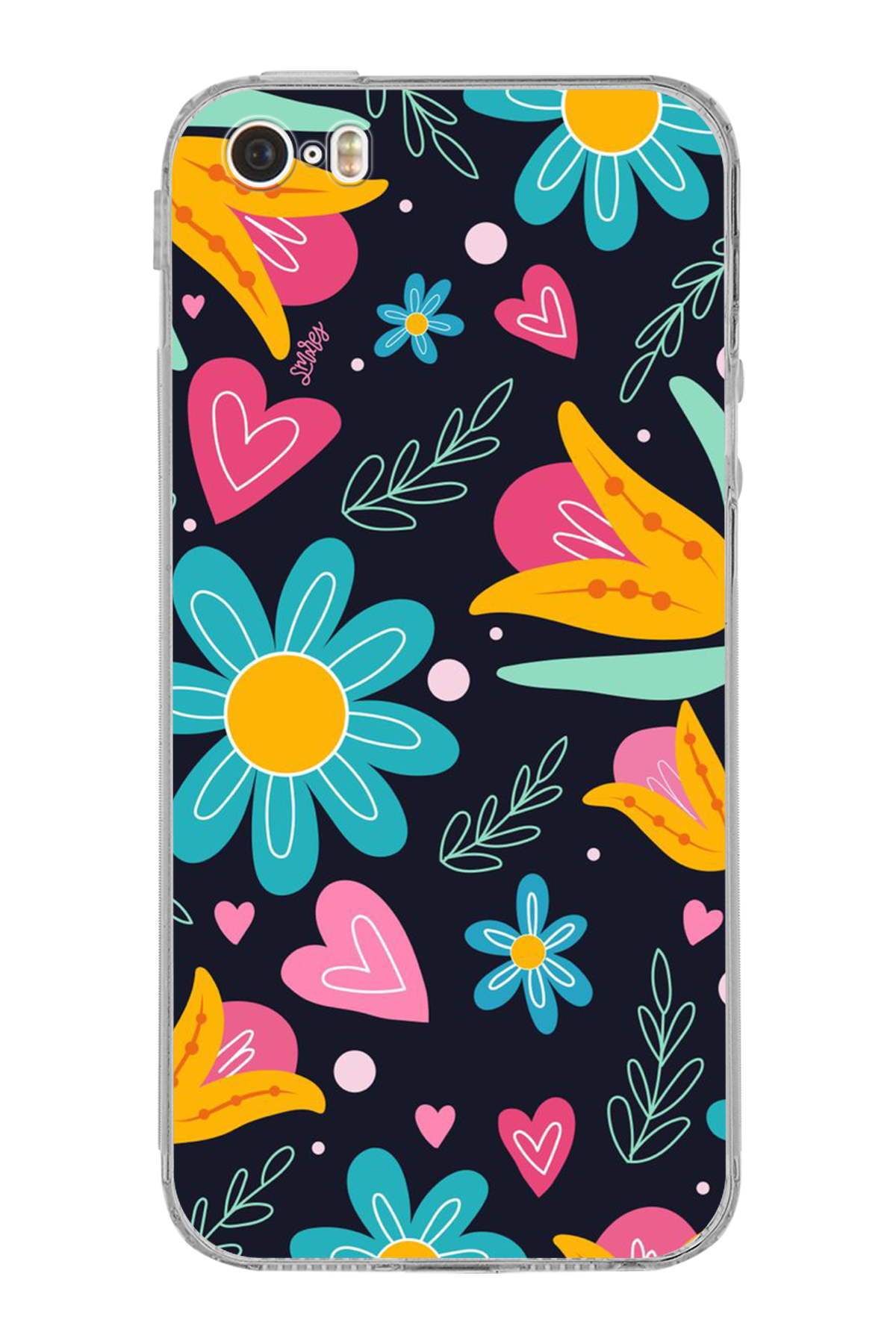 iPhone 5S ile Uyumlu Retro Color 1 Kamera Korumalı Şeffaf Kılıf