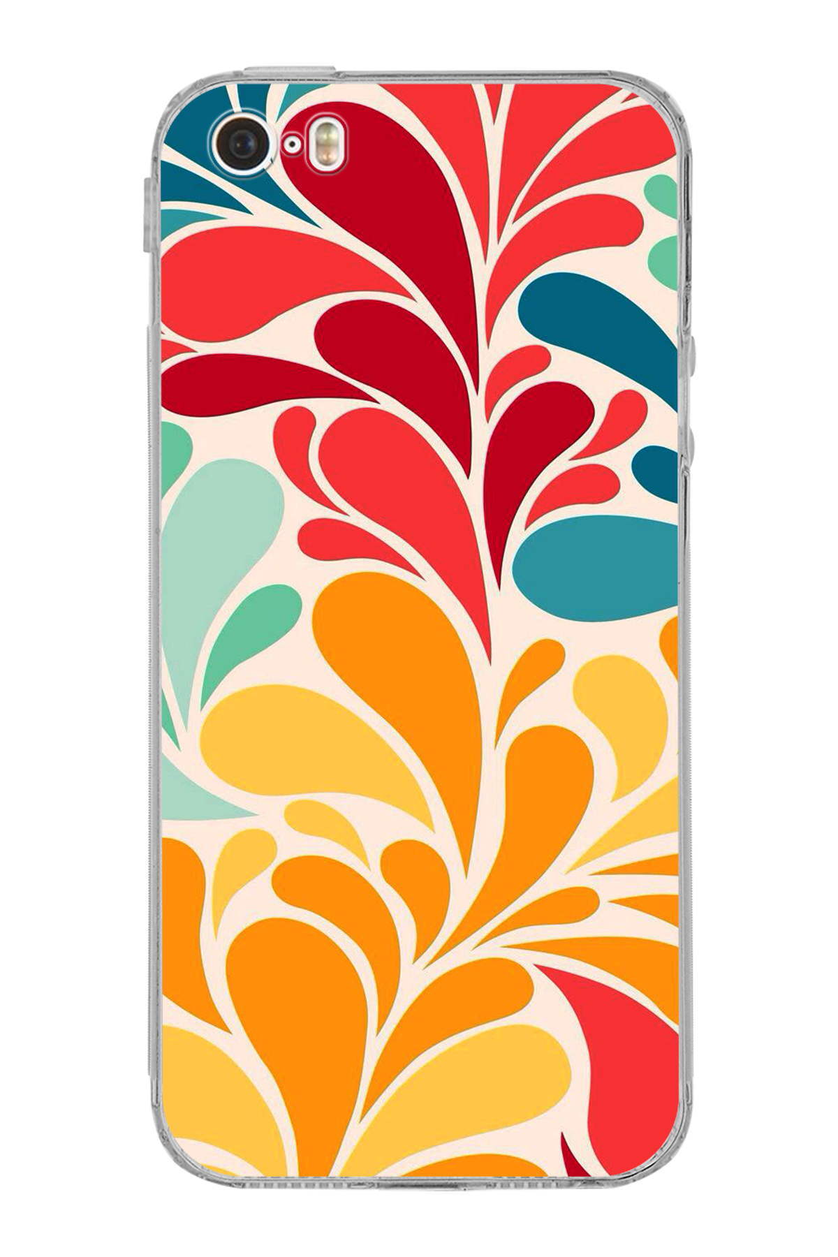 Iphone 5 ile Uyumlu Retro Color 5 Kamera Korumalı Şeffaf Kılıf