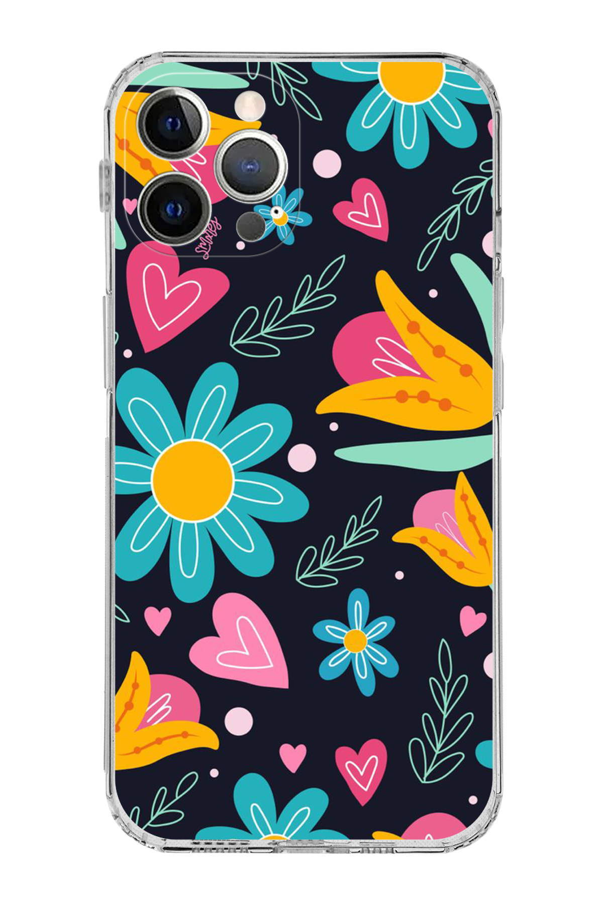 iPhone 12 Pro ile Uyumlu Retro Color 1 Kamera Korumalı Şeffaf Kılıf