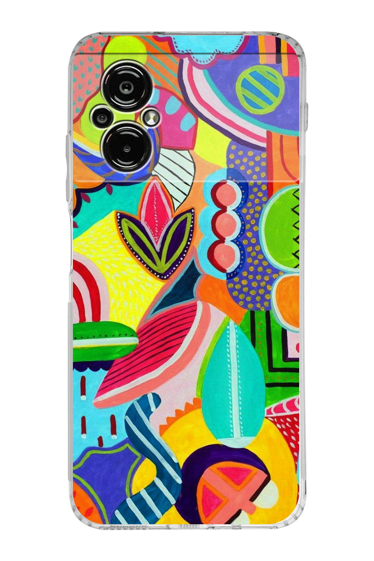 Poco M5 ile Uyumlu Retro Color 6 Kamera Korumalı Şeffaf Kılıf