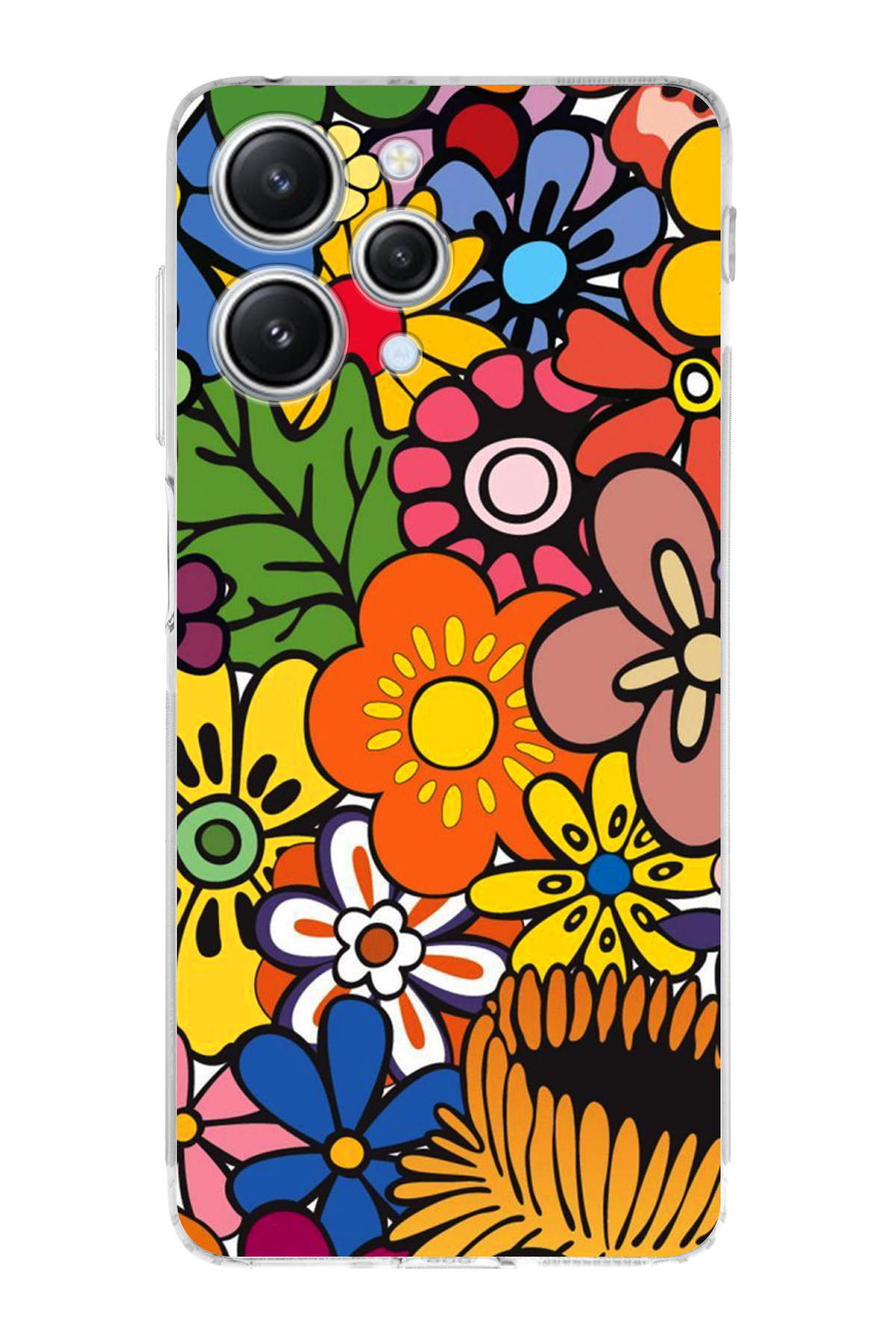 Xiaomi Redmi 12 ile Uyumlu Retro Color 2 Kamera Korumalı Şeffaf Kılıf