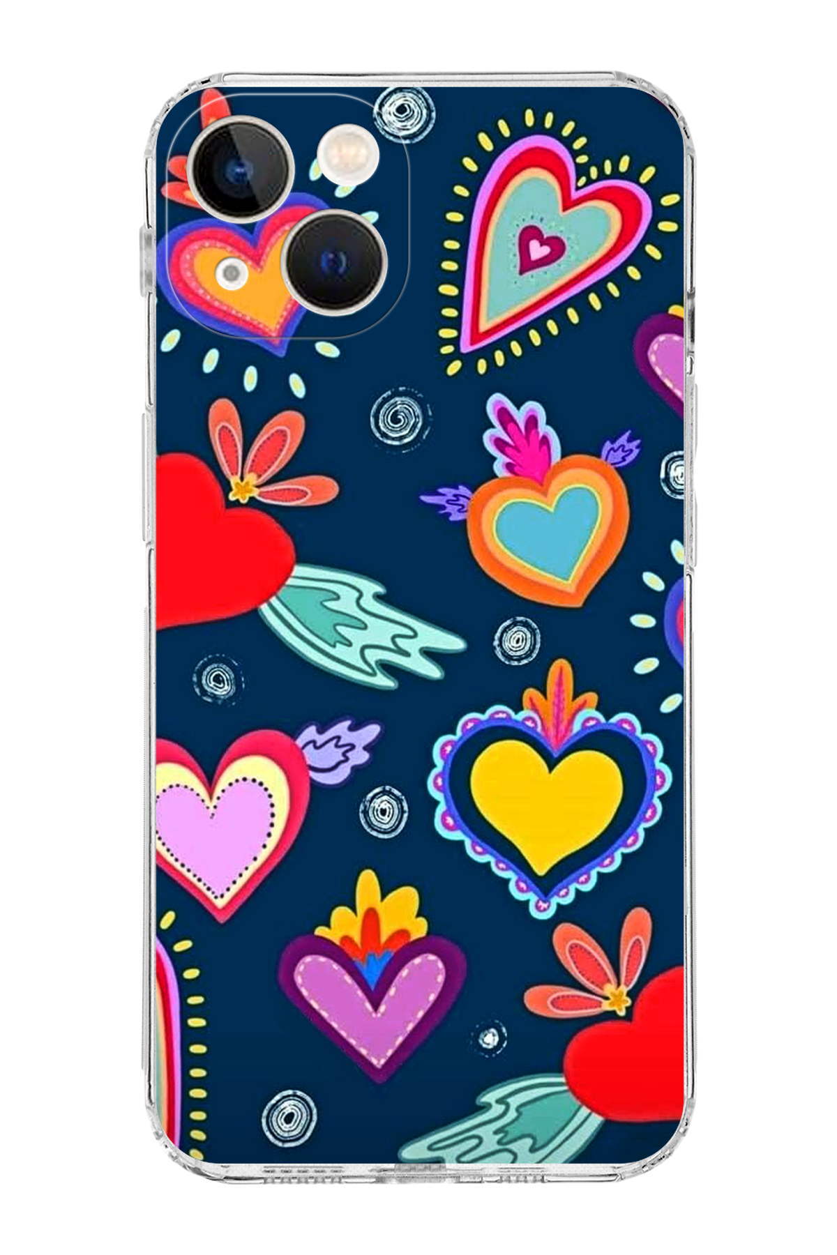 iPhone 13 ile Uyumlu Retro Color 3 Kamera Korumalı Şeffaf Kılıf