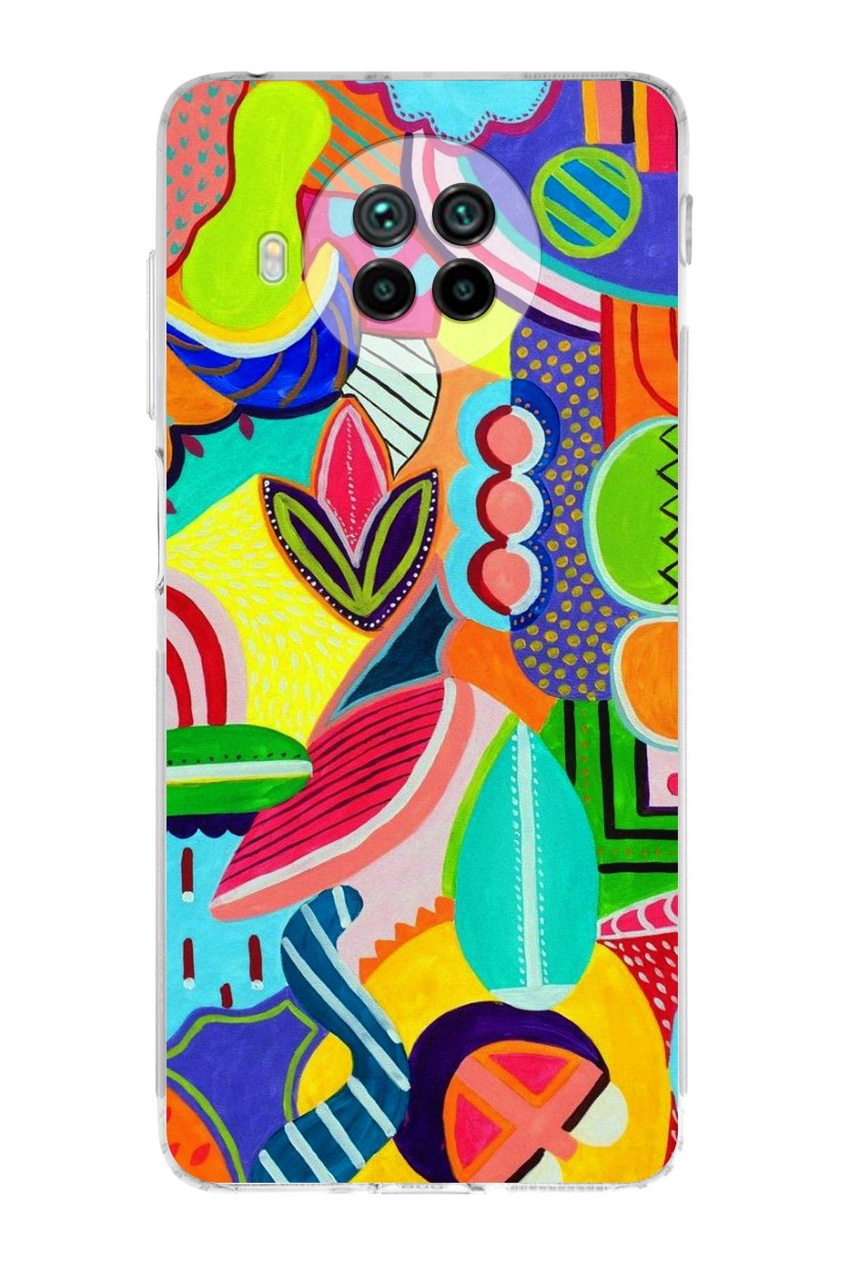 Xiaomi Mi 10T Lite ile Uyumlu Retro Color 6 Kamera Korumalı Şeffaf Kılıf