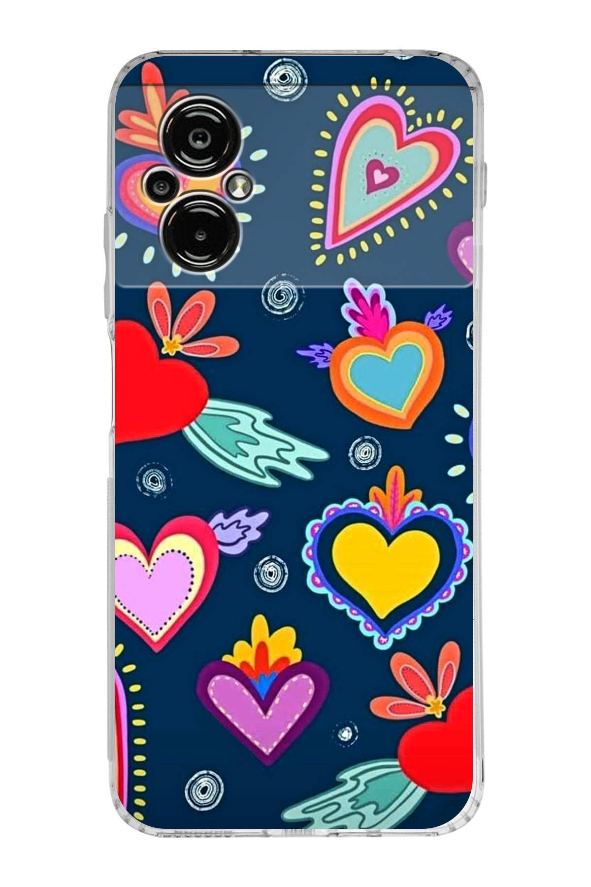 Poco M5 ile Uyumlu Retro Color 3 Kamera Korumalı Şeffaf Kılıf