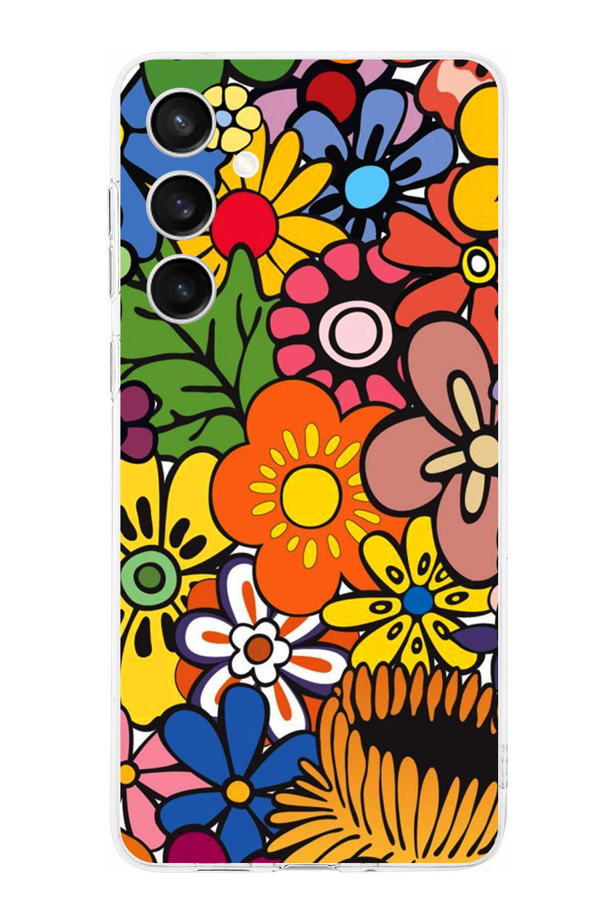 Samsung Galaxy S23 Fe ile Uyumlu Retro Color 2 Kamera Korumalı Şeffaf Kılıf