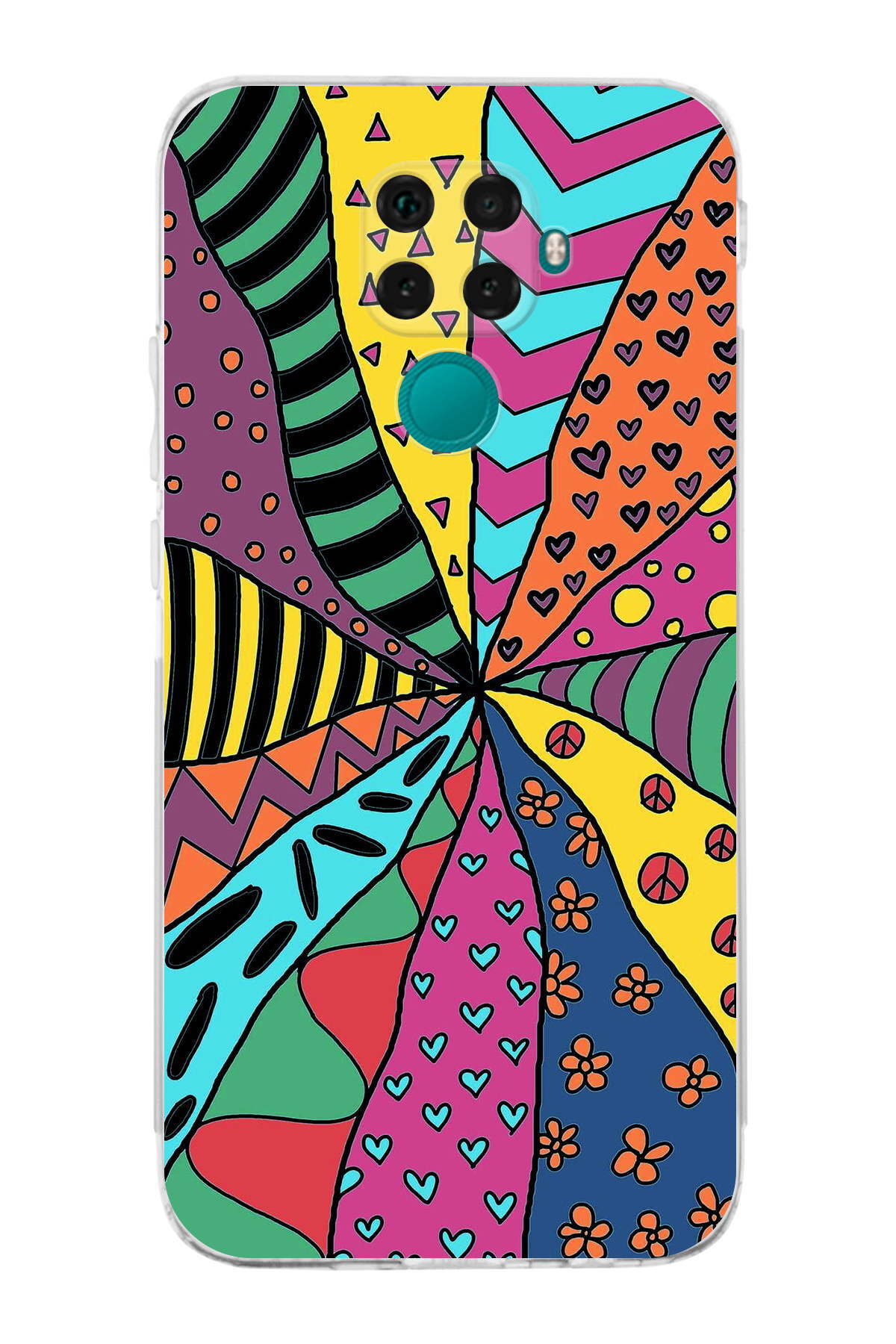 Huawei Mate 30 Lite ile Uyumlu Retro Color 4 Kamera Korumalı Şeffaf Kılıf