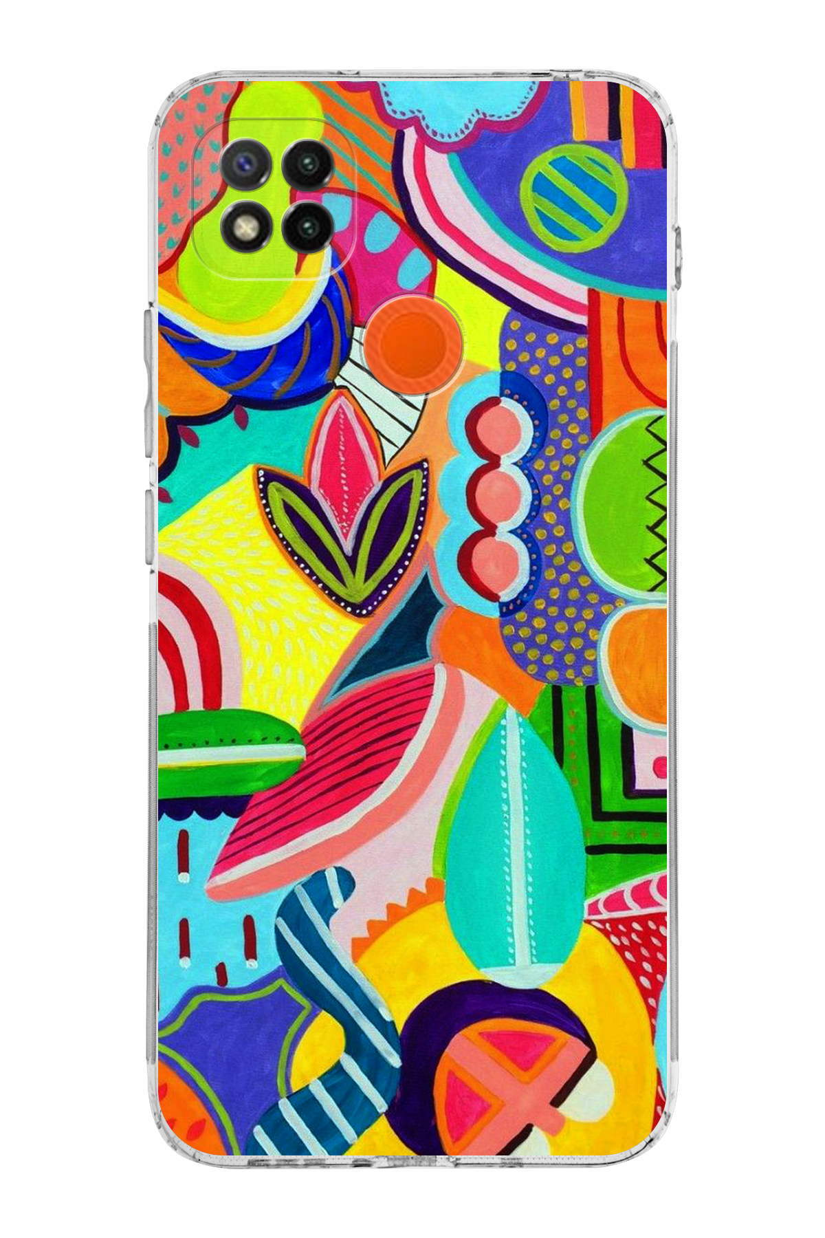 Xiaomi Redmi 9c ile Uyumlu Retro Color 6 Kamera Korumalı Şeffaf Kılıf