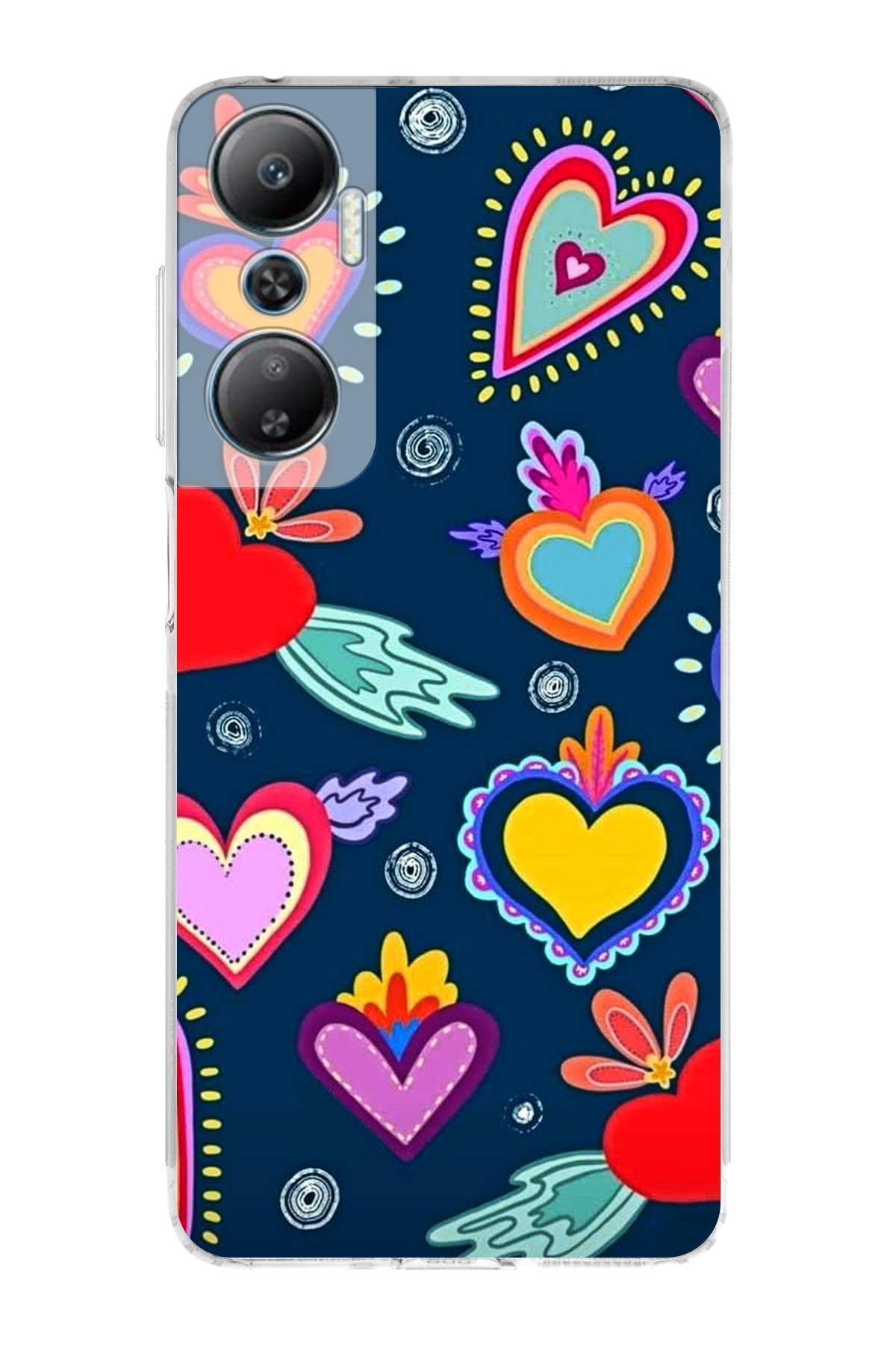 İnfinix Hot 20 ile Uyumlu Retro Color 3 Kamera Korumalı Şeffaf Kılıf