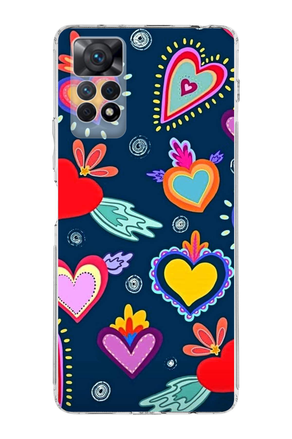 Redmi Note 11 ile Uyumlu Retro Color 3 Kamera Korumalı Şeffaf Kılıf