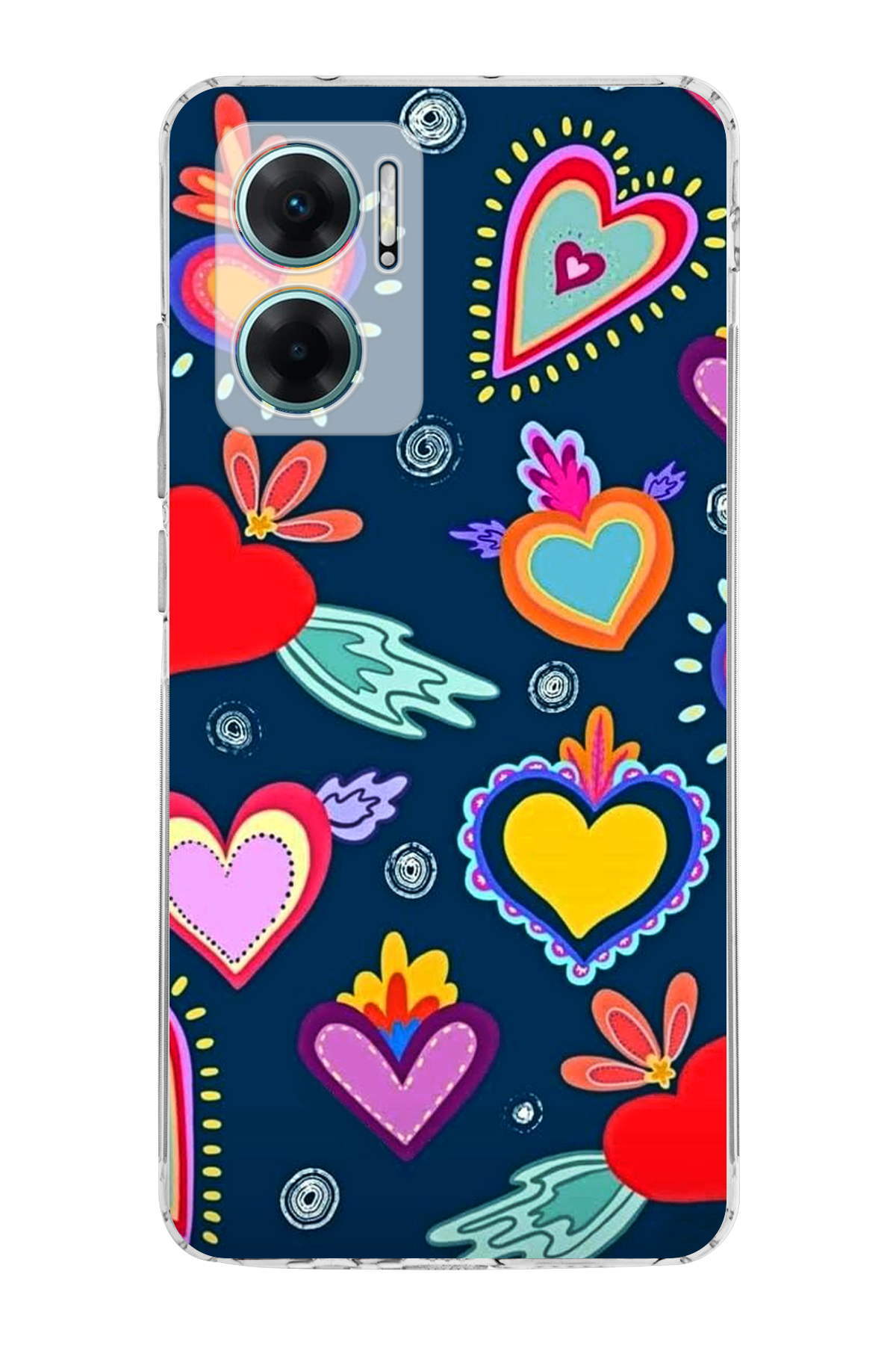 Xiaomi Redmi Note 11E ile Uyumlu Retro Color 3 Kamera Korumalı Şeffaf Kılıf