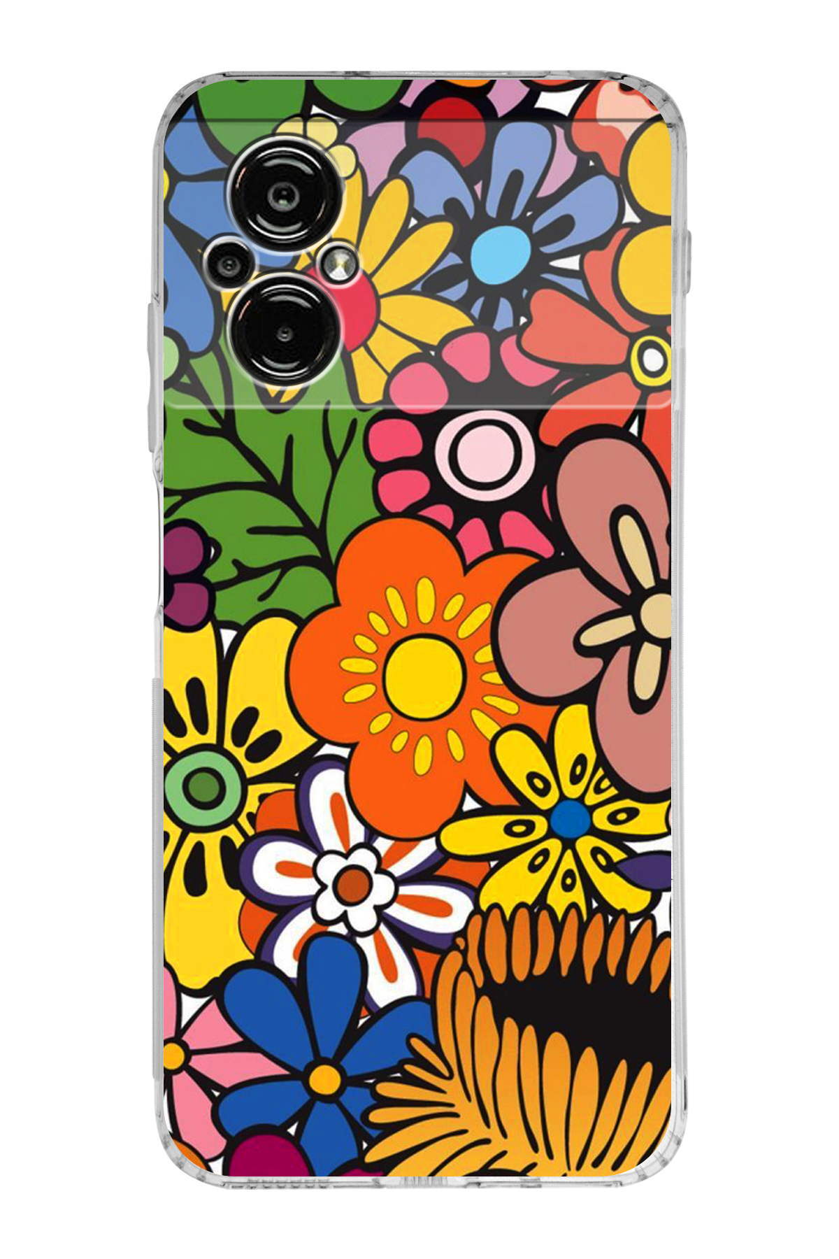 Poco M5 ile Uyumlu Retro Color 2 Kamera Korumalı Şeffaf Kılıf