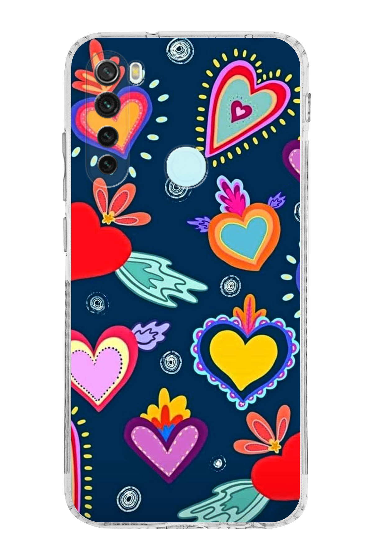 Xiaomi Redmi Note 8 ile Uyumlu Retro Color 3 Kamera Korumalı Şeffaf Kılıf