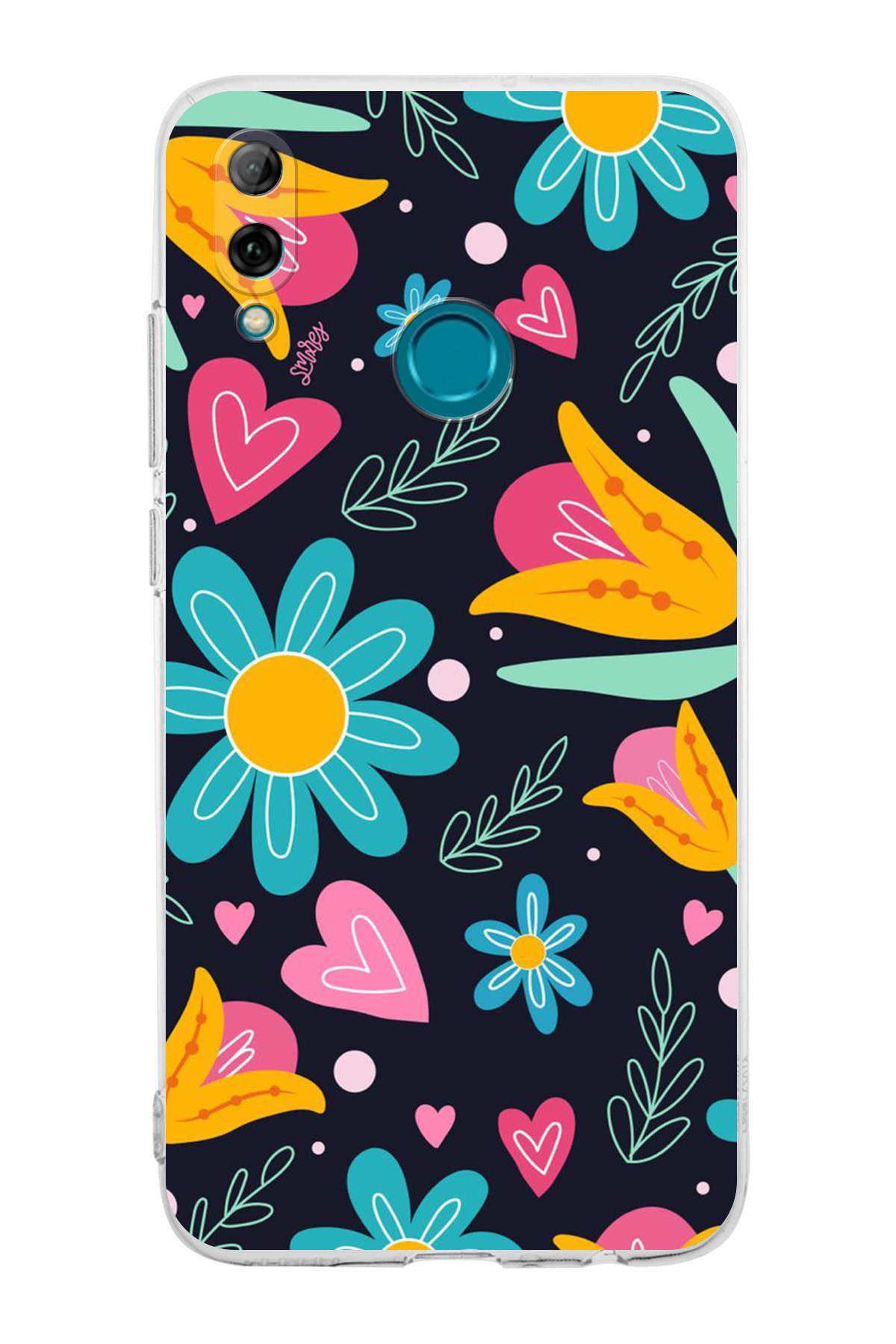 Huawei P Smart 2019 ile Uyumlu Retro Color 1 Kamera Korumalı Şeffaf Kılıf