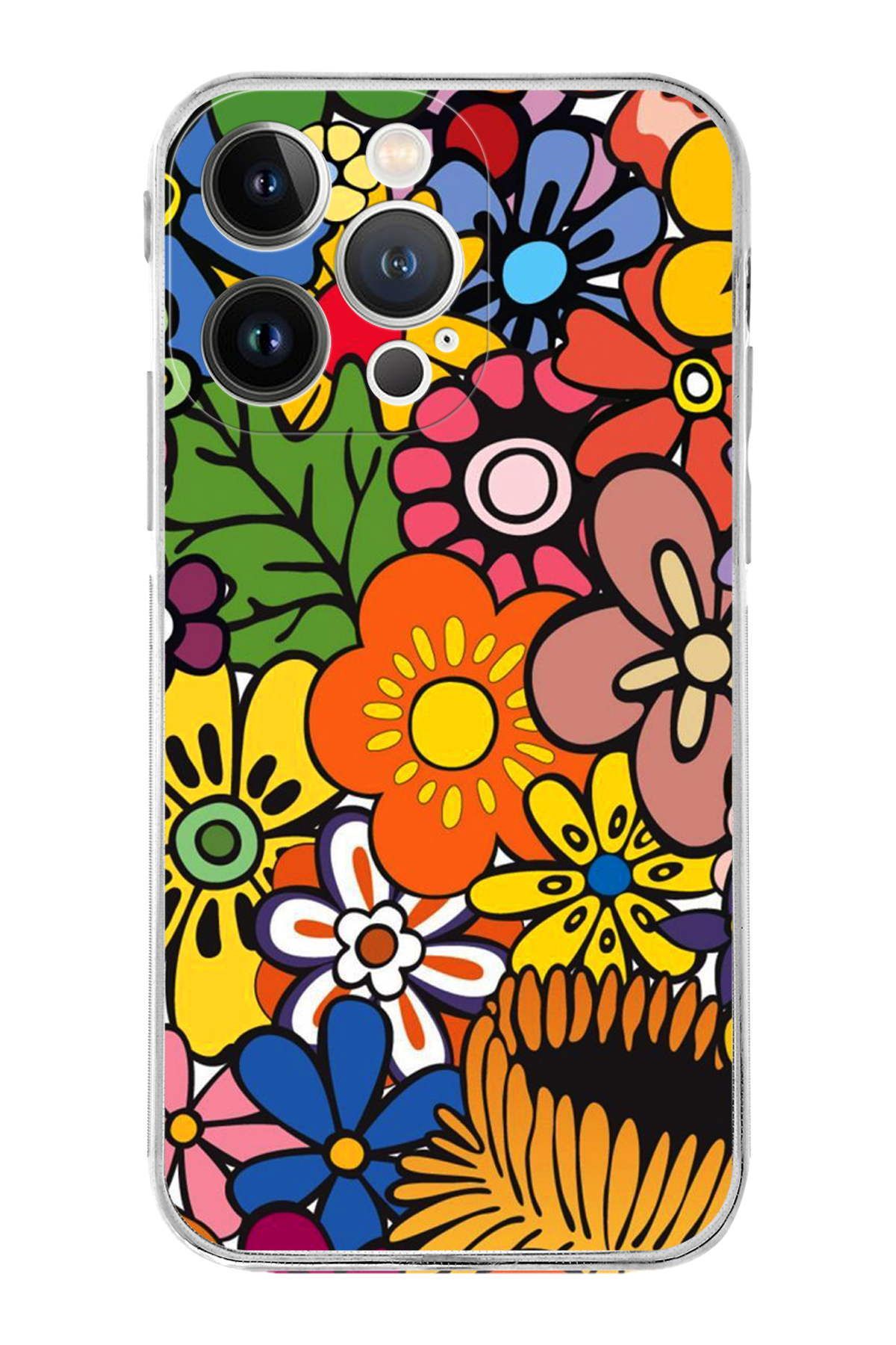 iPhone 13 Pro Max ile Uyumlu Retro Color 2  Kamera Korumalı Şeffaf  Kılıf