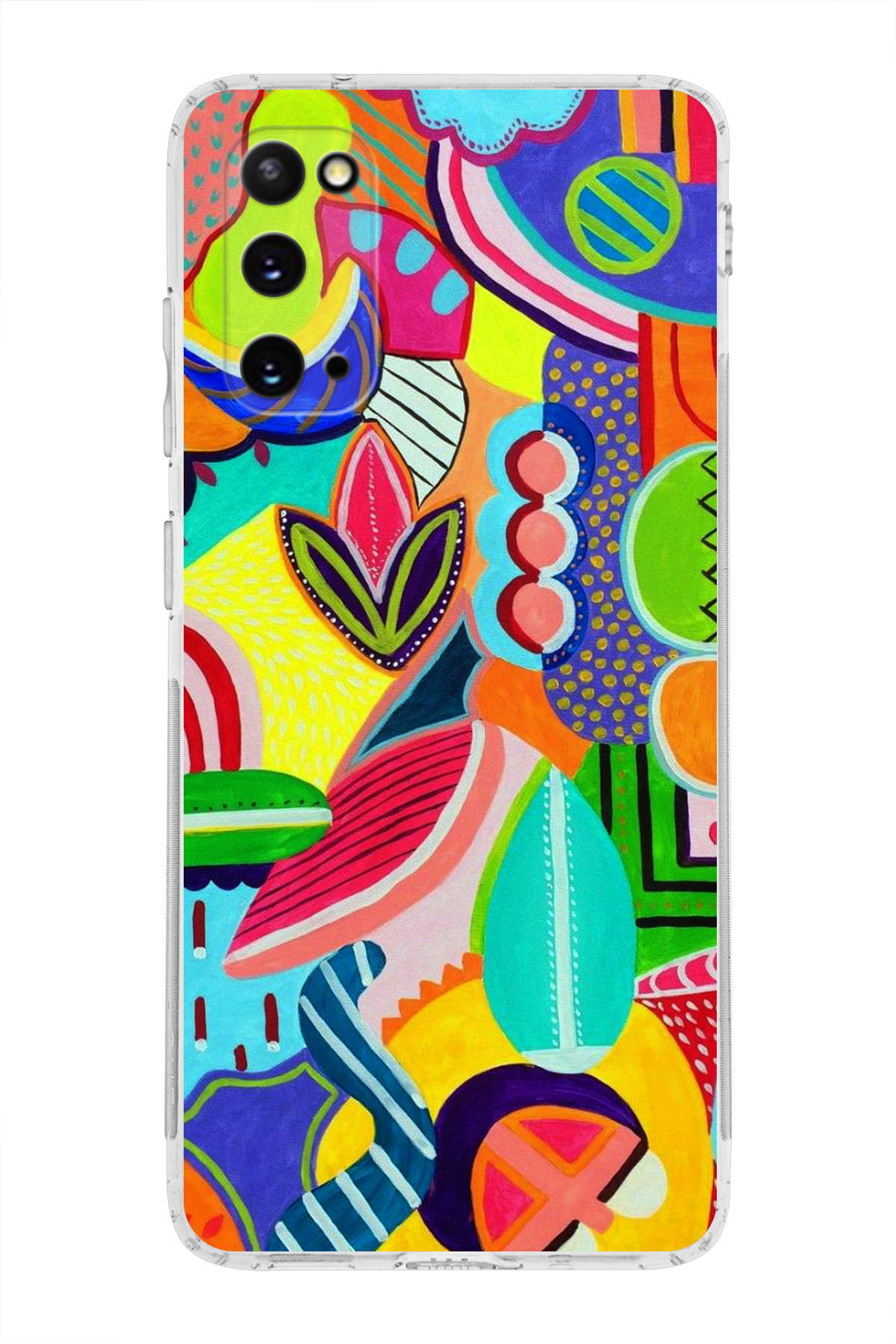 Samsung Galaxy S20 ile Uyumlu Retro Color 6 Kamera Korumalı Şeffaf Kılıf