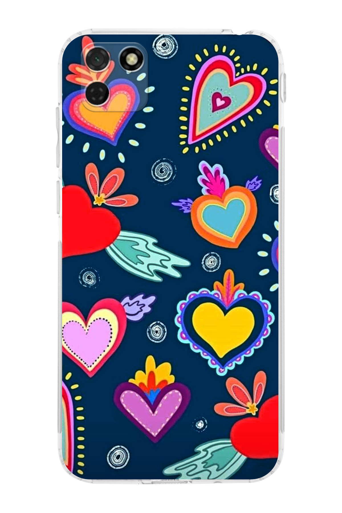 Huawei Y5P ile Uyumlu Retro Color 3 Kamera Korumalı Şeffaf Kılıf