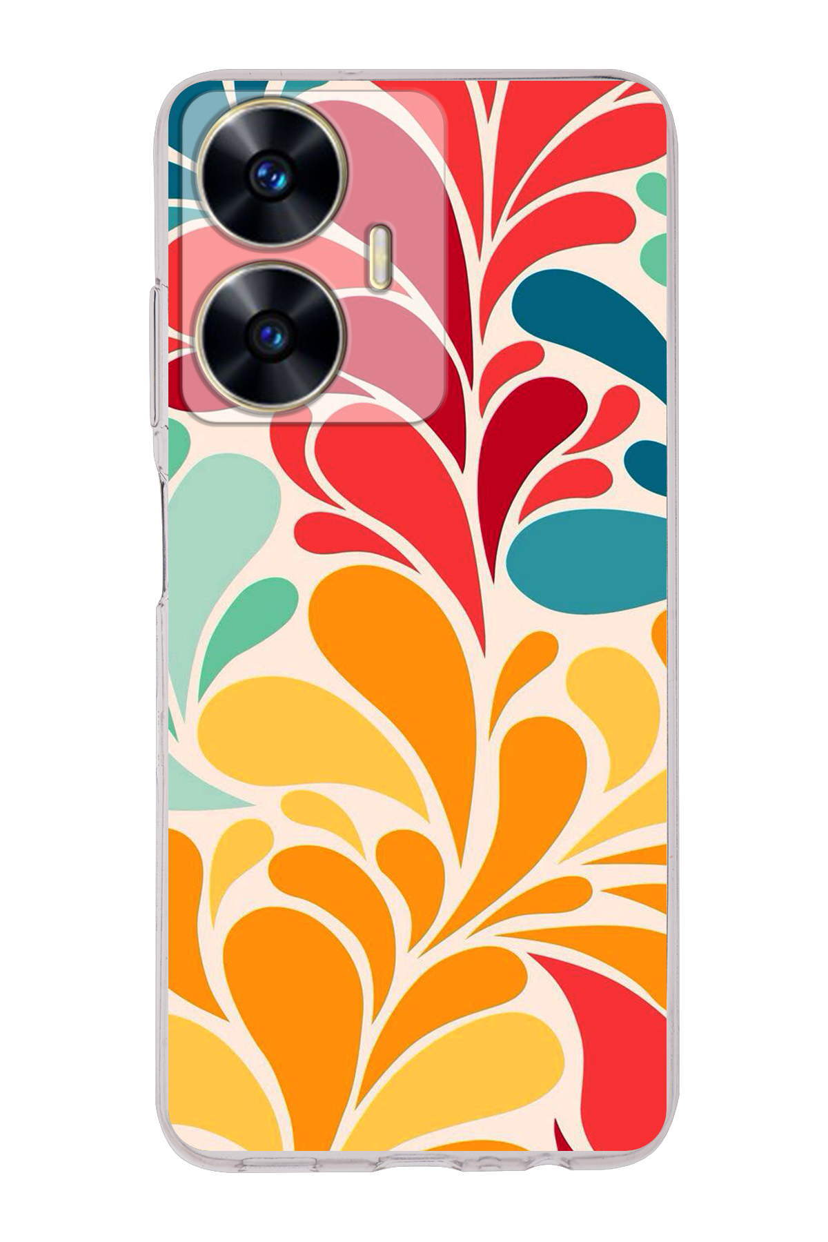 Realme C55 ile Uyumlu Retro Color 5 Kamera Korumalı Şeffaf Kılıf