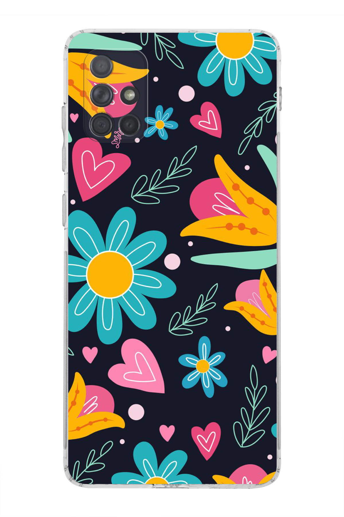 Samsung Galaxy A71 ile Uyumlu Retro Color 1 Kamera Korumalı Şeffaf Kılıf