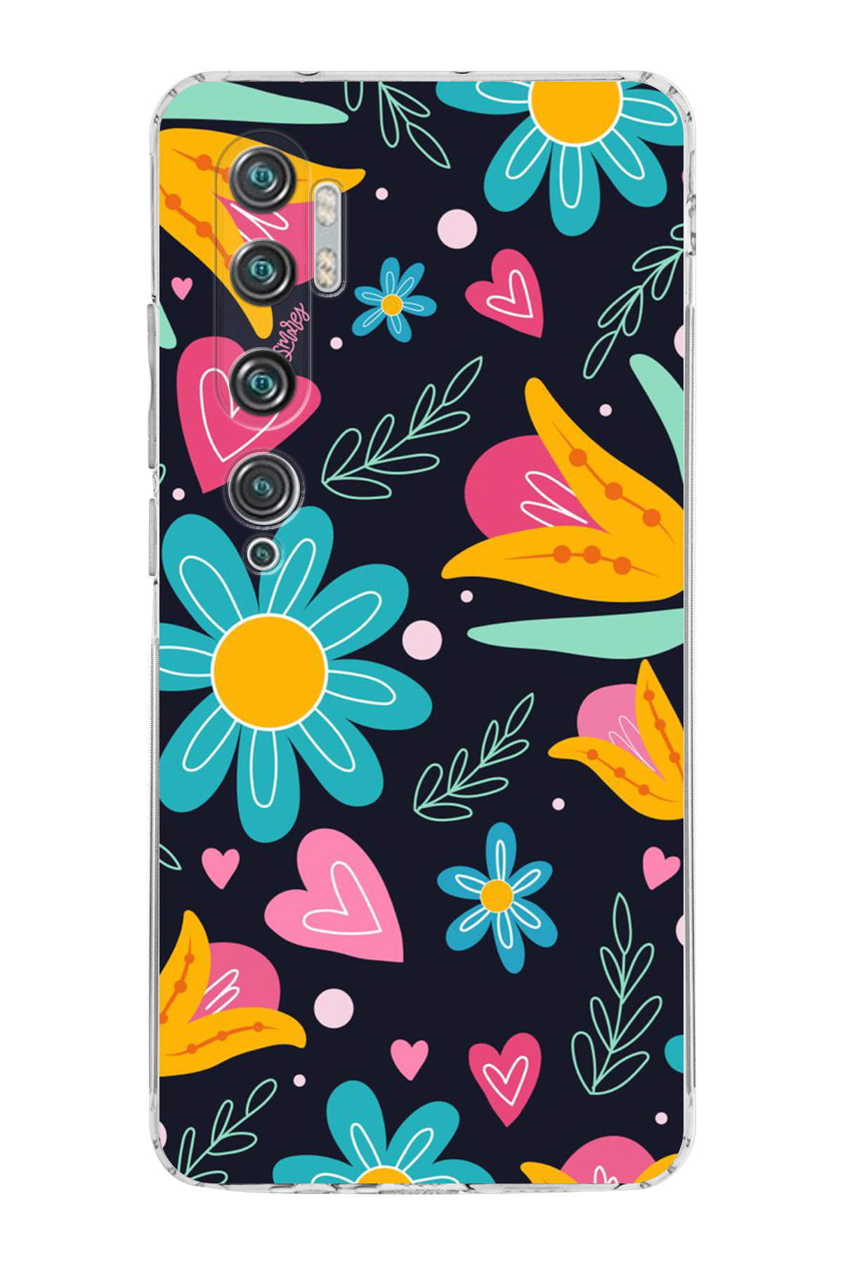 Xiaomi Mi Note 10 ile Uyumlu Retro Color 1 Kamera Korumalı Şeffaf Kılıf