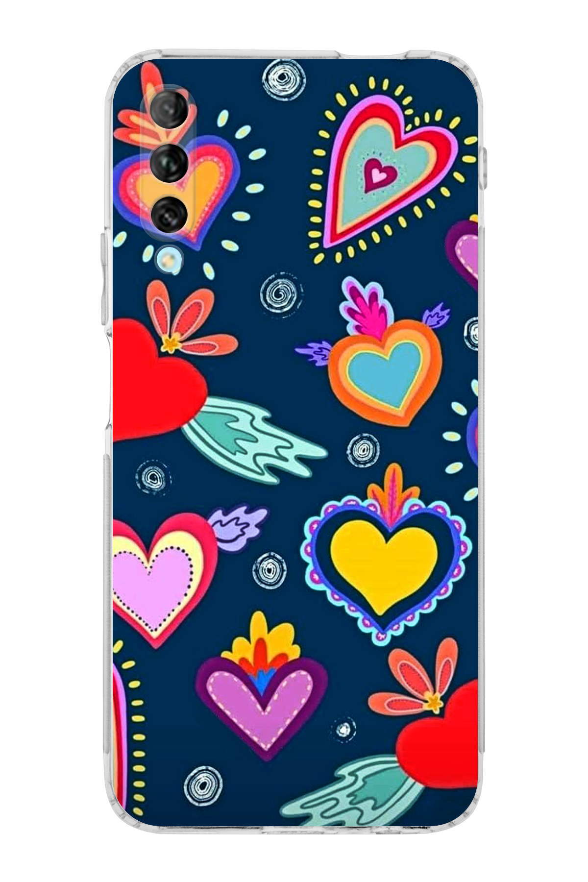 Huawei P Smart Pro ile Uyumlu Retro Color 3 Kamera Korumalı Şeffaf Kılıf