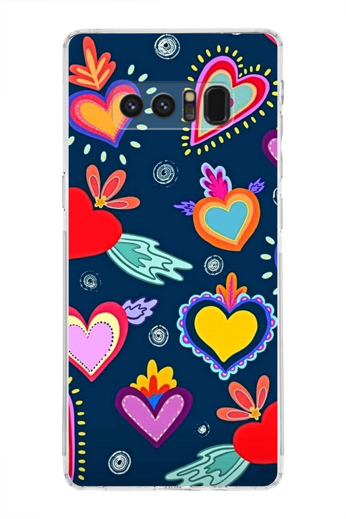 Samsung Galaxy Note 8 ile Uyumlu Retro Color 3 Kamera Korumalı Şeffaf Kılıf