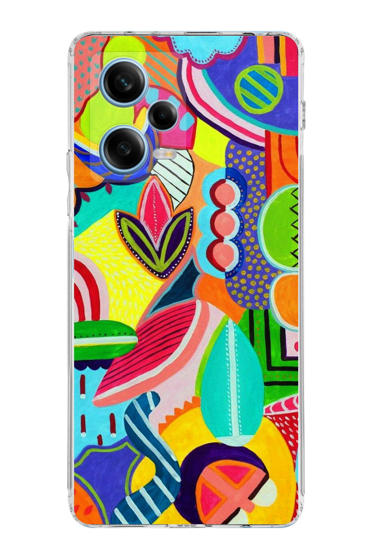 Xiaomi Redmi Note 12 Pro ile Uyumlu Retro Color 6 Kamera Korumalı Şeffaf Kılıf