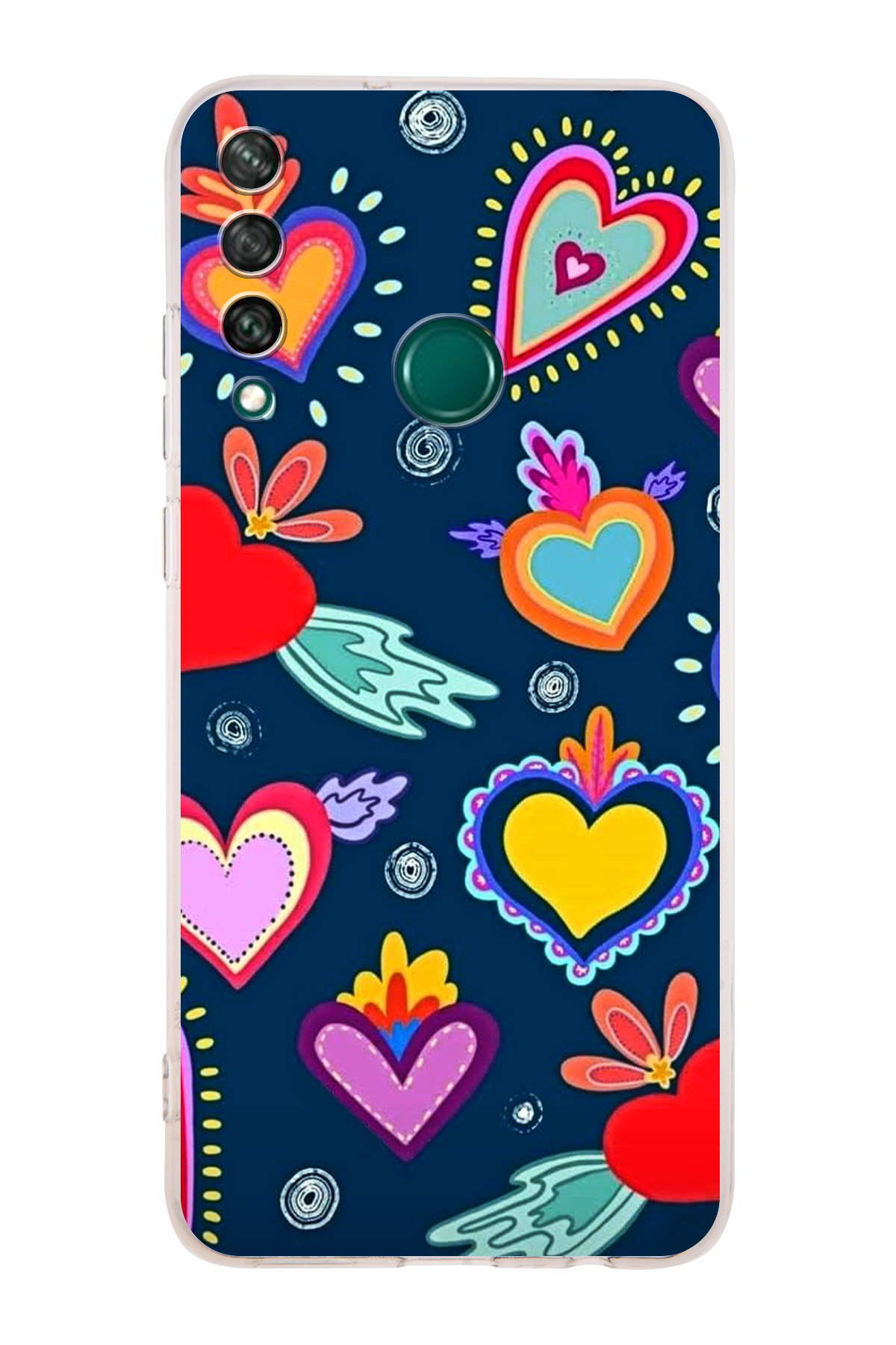 Huawei Y6P ile Uyumlu Retro Color 3 Kamera Korumalı Şeffaf Kılıf