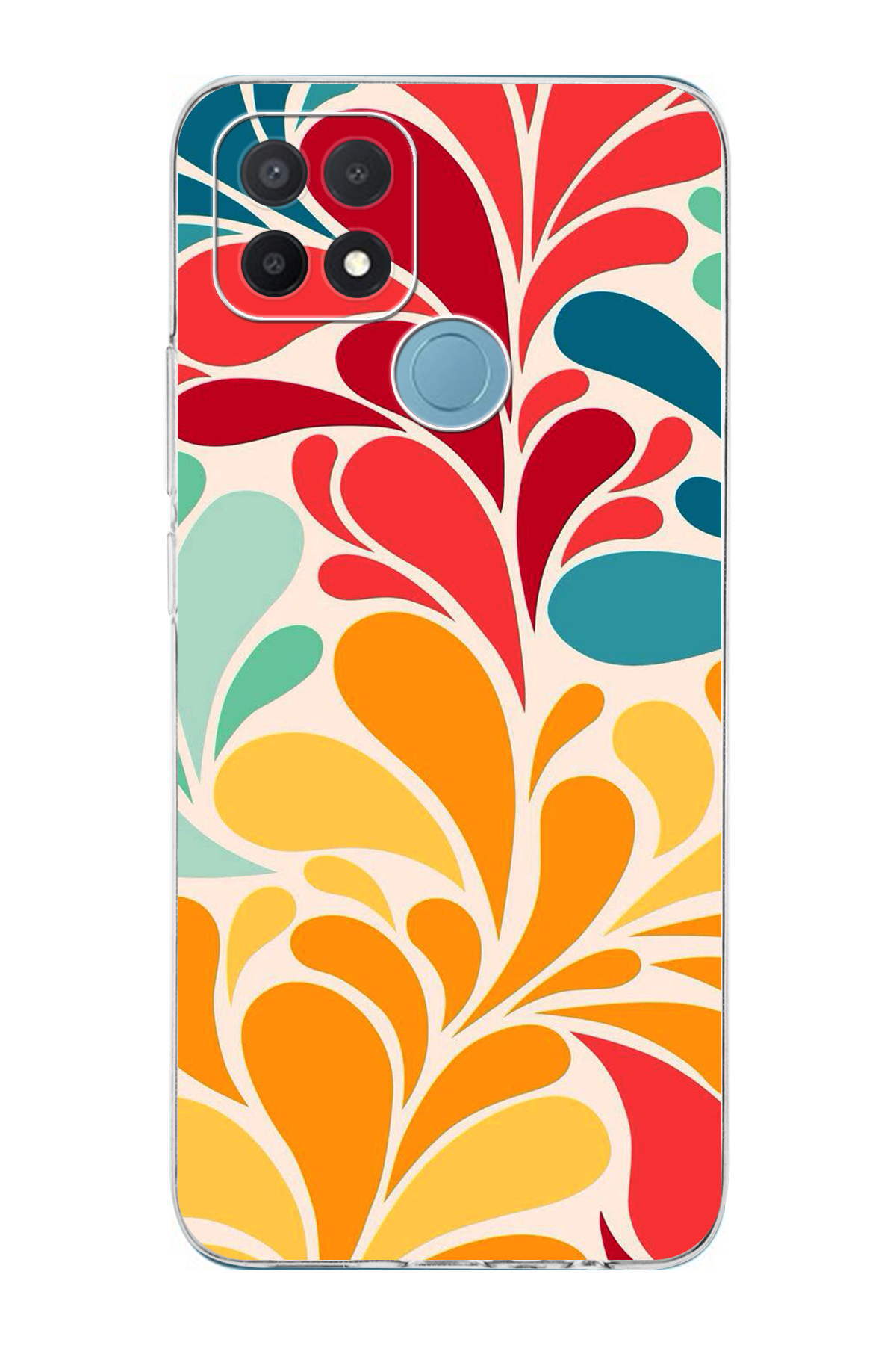 Oppo A15S ile Uyumlu Retro Color 5 Kamera Korumalı Şeffaf Kılıf