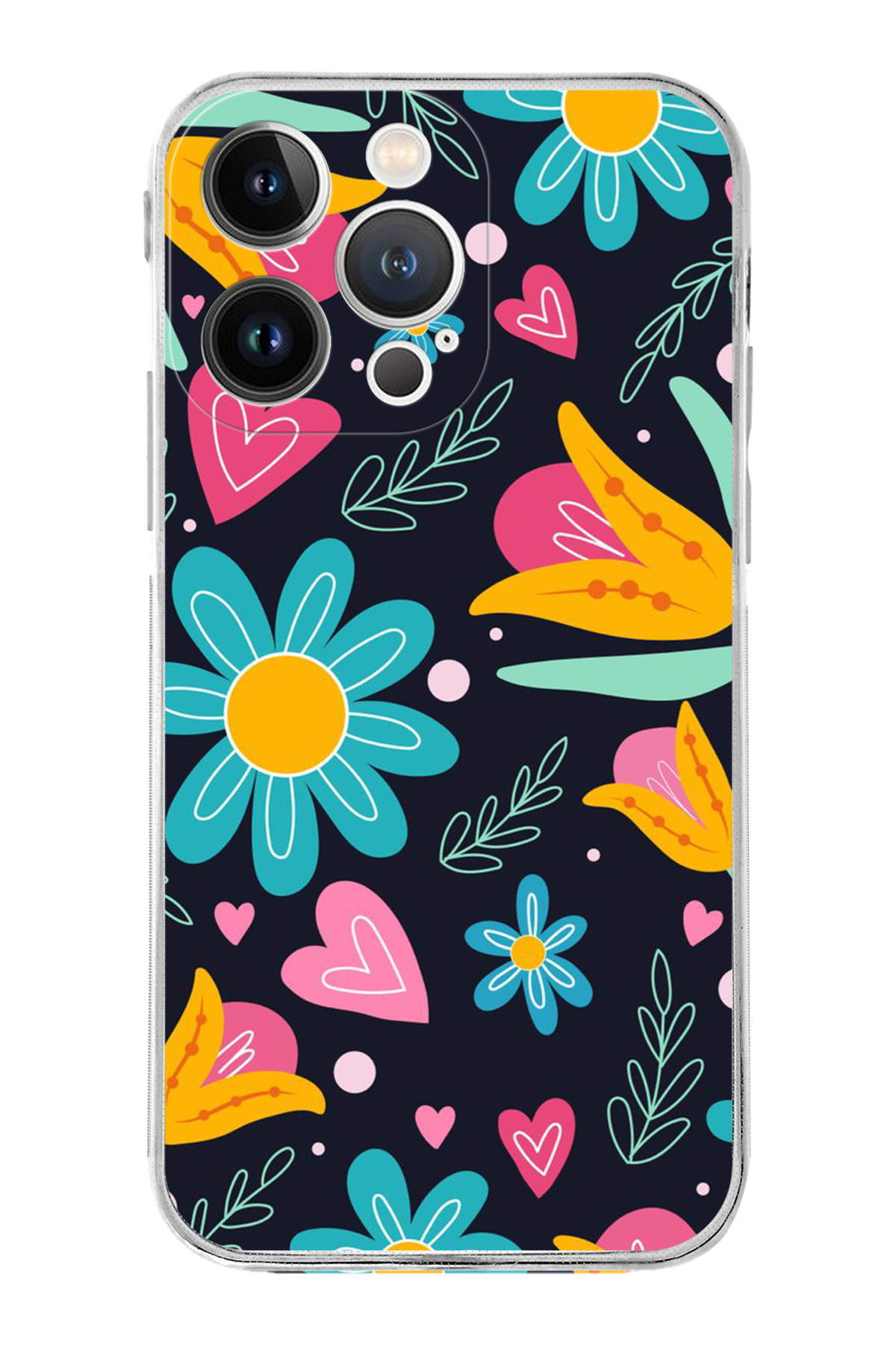 iPhone 13 Pro Max ile Uyumlu Retro Color 1 Kamera Korumalı Şeffaf Kılıf