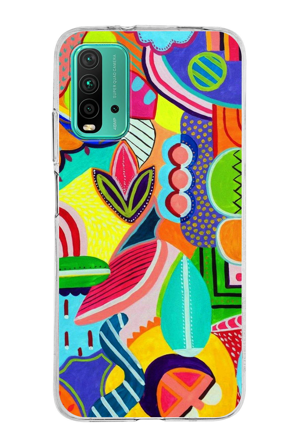 Poco M3 ile Uyumlu Retro Color 6 Kamera Korumalı Şeffaf Kılıf