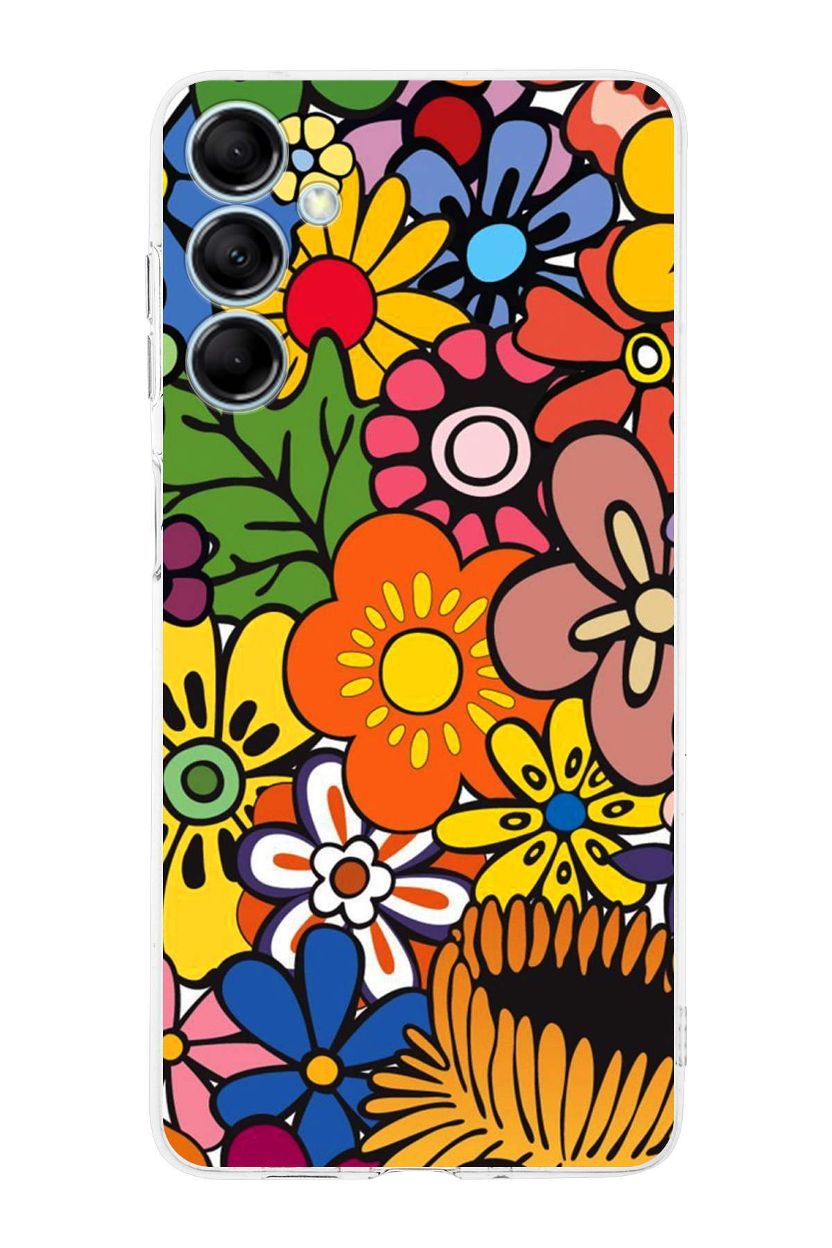 Samsung Galaxy M14 ile Uyumlu Retro Color 2 Kamera Korumalı Şeffaf Kılıf