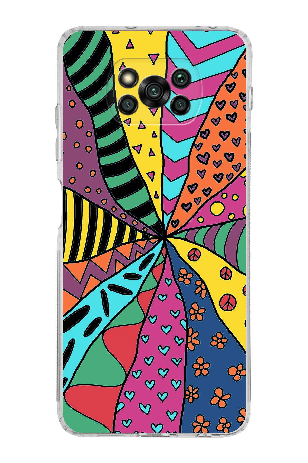 Poco X3 Pro ile Uyumlu Retro Color 4 Kamera Korumalı Şeffaf Kılıf