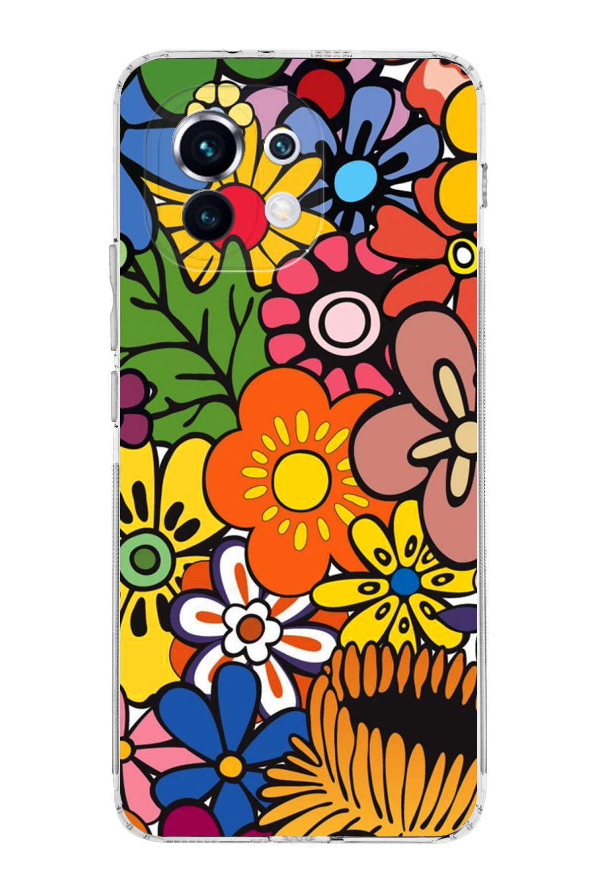 Xiaomi Mi 11 ile Uyumlu Retro Color 2 Kamera Korumalı Şeffaf Kılıf