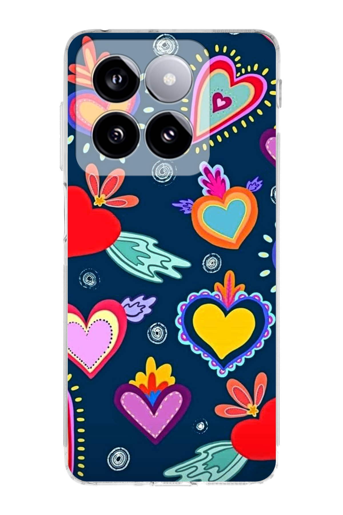 Xiaomi Mi 13 ile Uyumlu Retro Color 3 Kamera Korumalı Şeffaf Kılıf