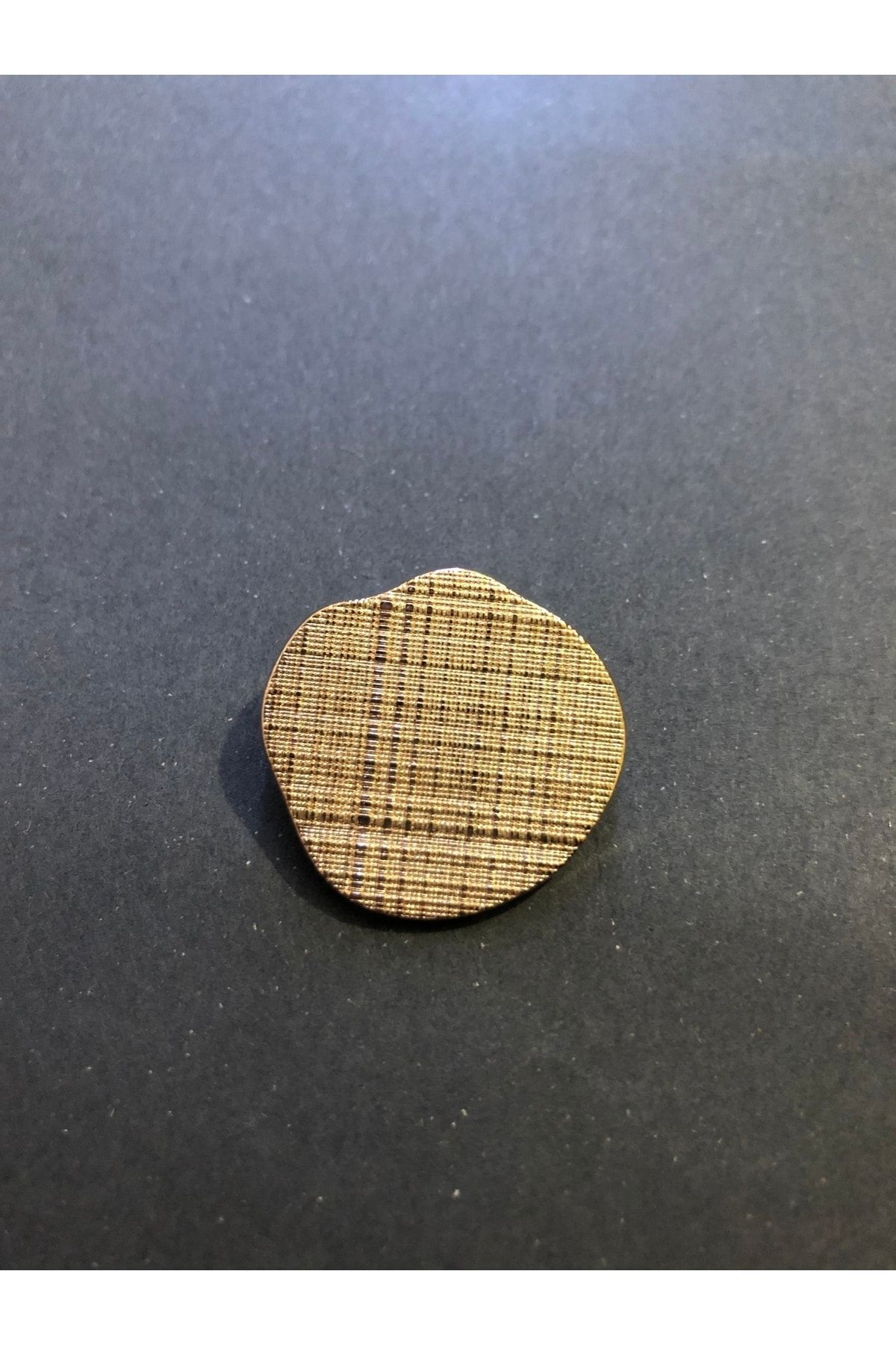 aensia-Gold Gold Striped Curved Medium Size Circle Button Metal Button 40 Size Buttons - Pack of 3 3