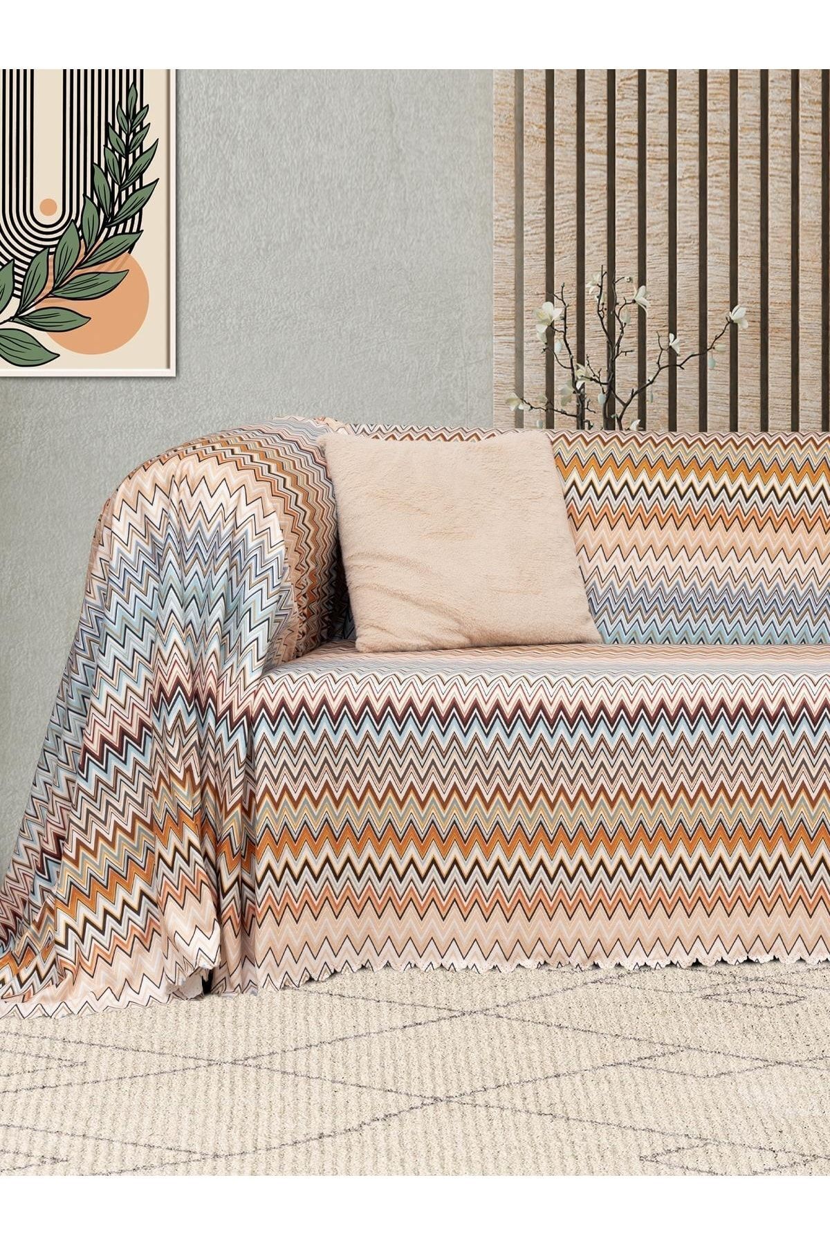 Latuda Concept-غطاء أريكة بنمط متعرج Softmicro - شال 180x220، غطاء أريكة، بطانية تلفزيون متعددة الألوان 3